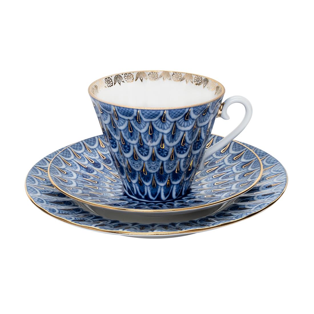 IMPERIAL PORCELAIN Çay Fincanı 235 ml & Pasta Tabağı 18 cm Trio Forget-me-not
