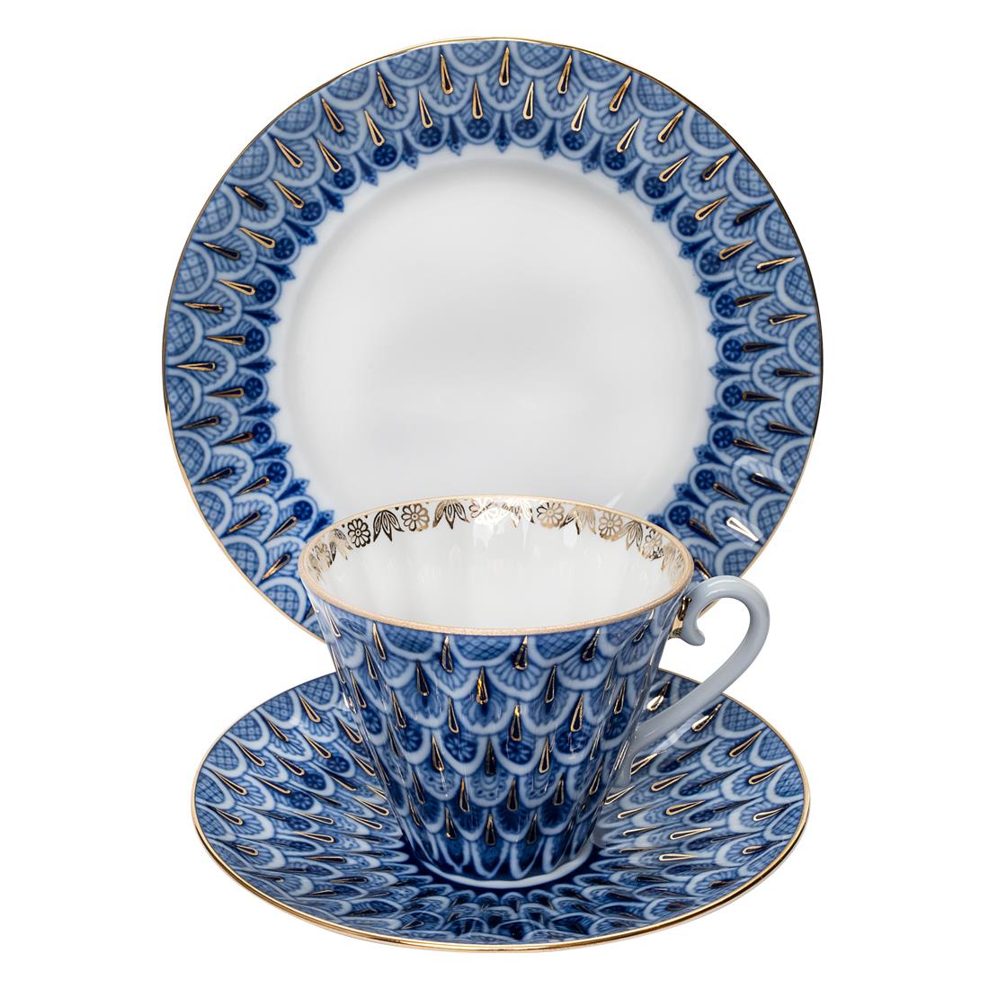 IMPERIAL PORCELAIN Çay Fincanı 235 ml & Pasta Tabağı 18 cm Trio Forget-me-not