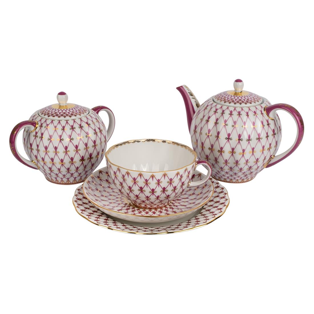 IMPERIAL PORCELAIN Çay Seti 6 kişilik 20 Parça Net-blues Pembe