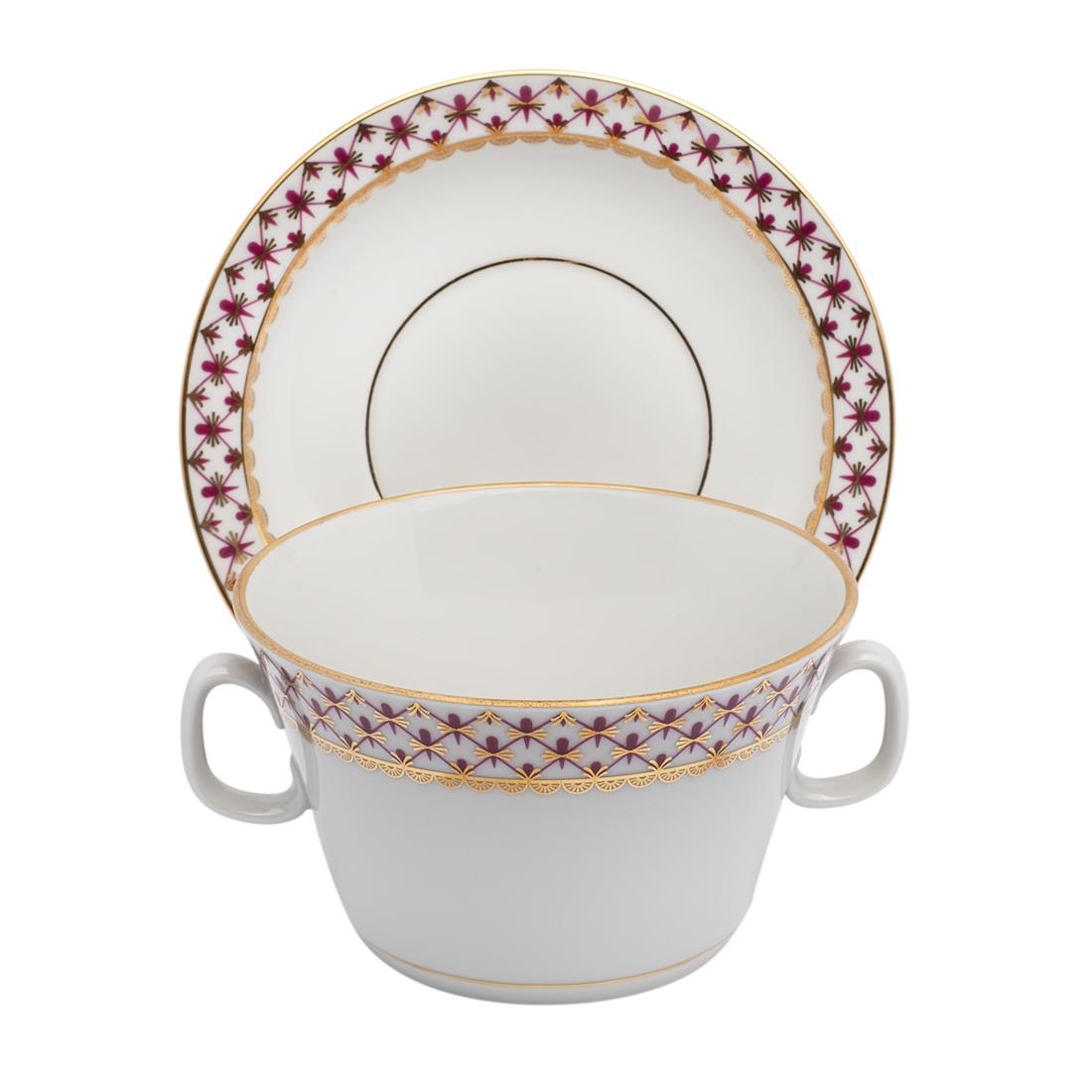 IMPERIAL PORCELAIN Çorba Kasesi Kulplu Net-blues Pembe