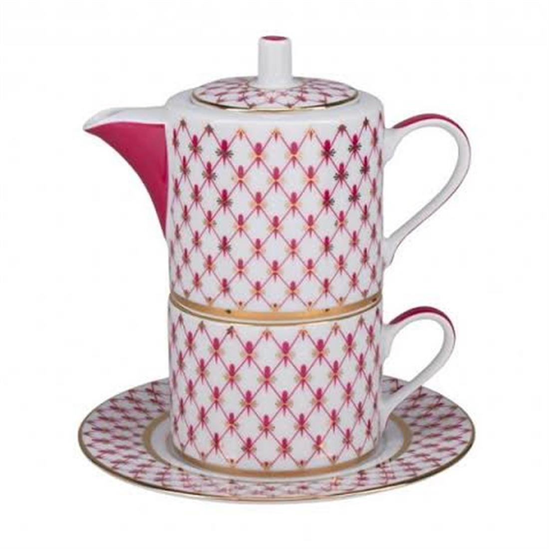 IMPERIAL PORCELAIN Teapot Cup Set Gift Set Net-blues Pink