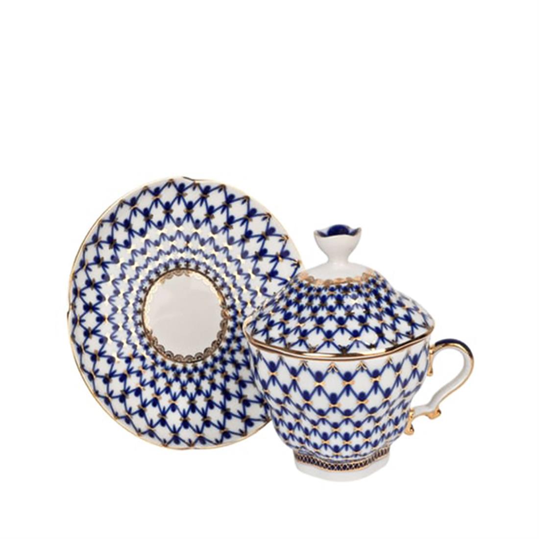 IMPERIAL PORCELAIN Kapaklı Çay Fincanı 250 ml Cobalt net Mavi