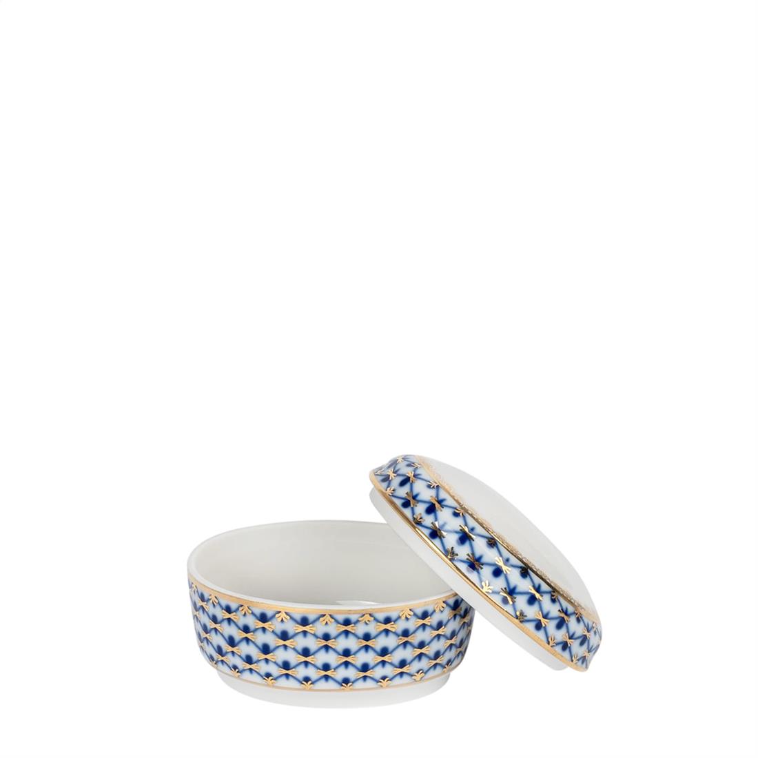 IMPERIAL PORCELAIN Kapaklı Mücevher Kutusu Cobalt net Mavi