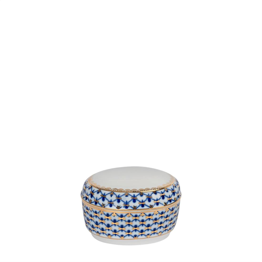 IMPERIAL PORCELAIN Kapaklı Mücevher Kutusu Cobalt net Mavi