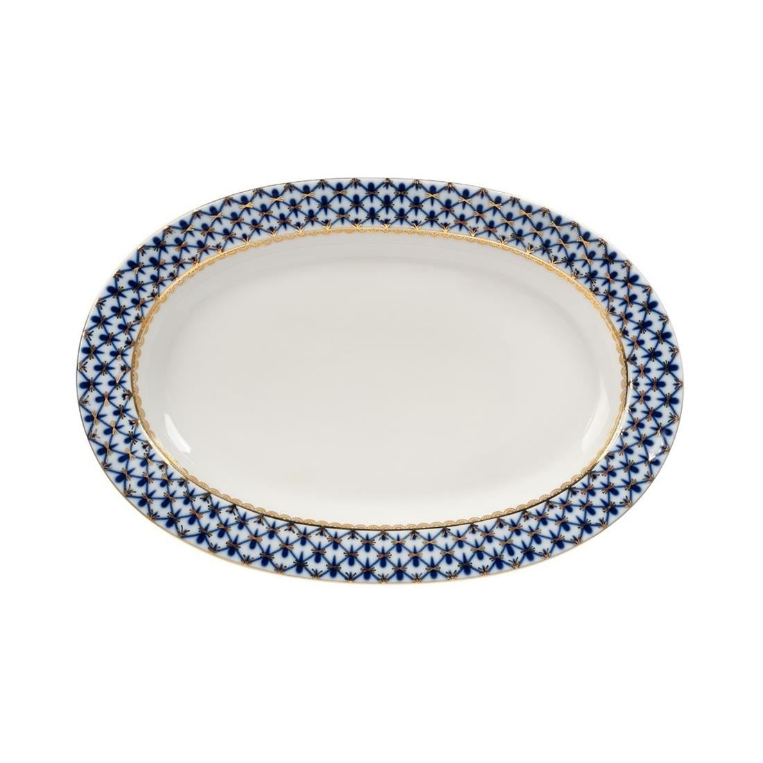IMPERIAL PORCELAIN Oval Servislik 24cm Cobalt net Mavi