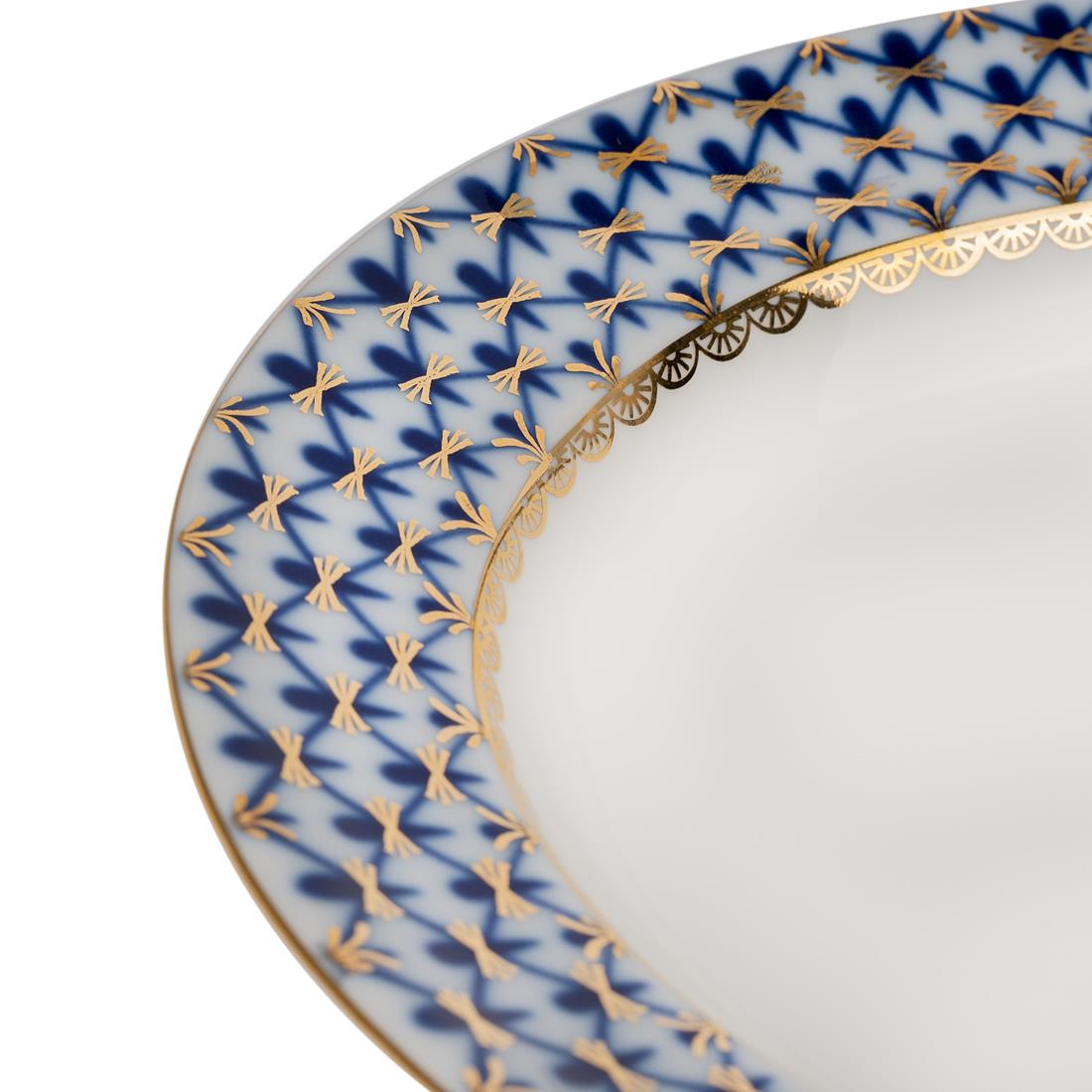 IMPERIAL PORCELAIN Oval Servislik 28cm Cobalt net Mavi