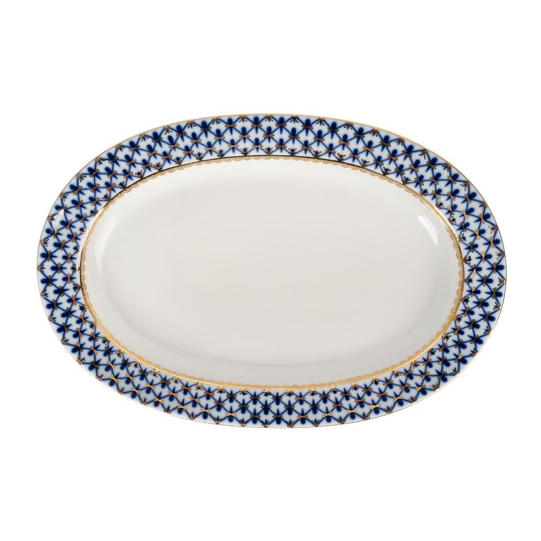IMPERIAL PORCELAIN Oval Servislik 28cm Cobalt net Mavi