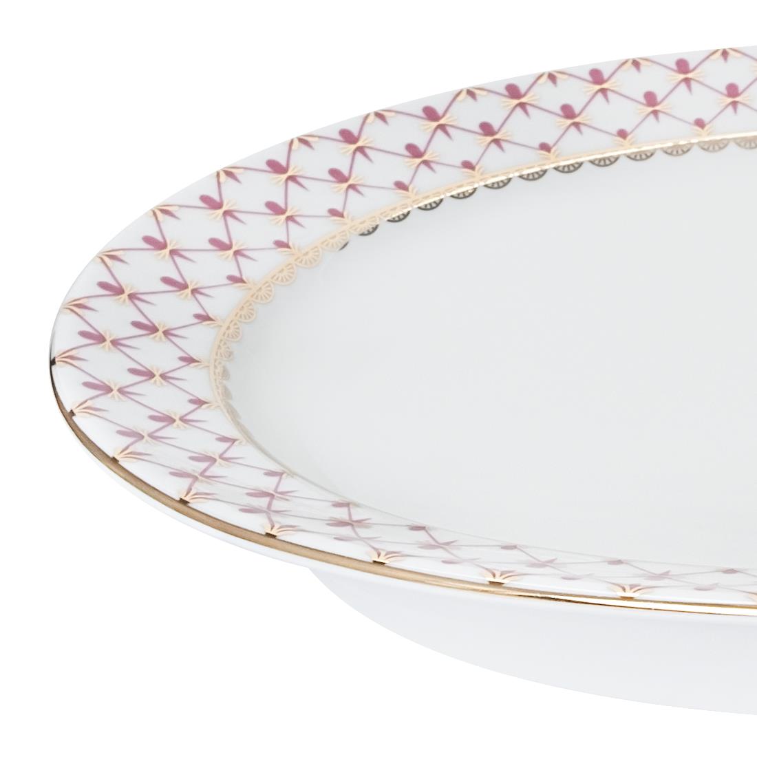 IMPERIAL PORCELAIN Oval Servislik 28cm Net-blues Pembe