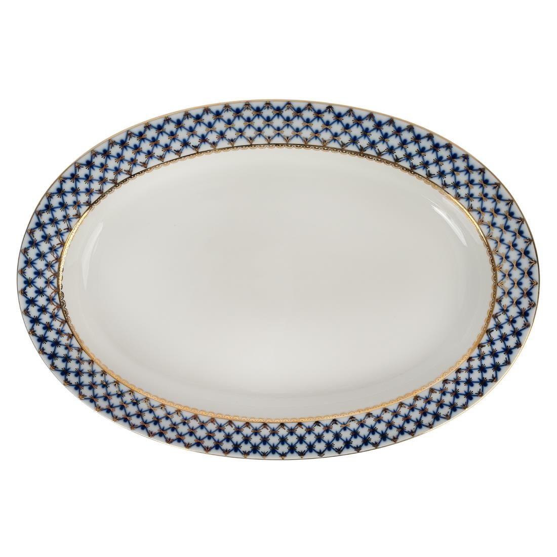 IMPERIAL PORCELAIN Oval Servislik 35cm Cobalt net Mavi