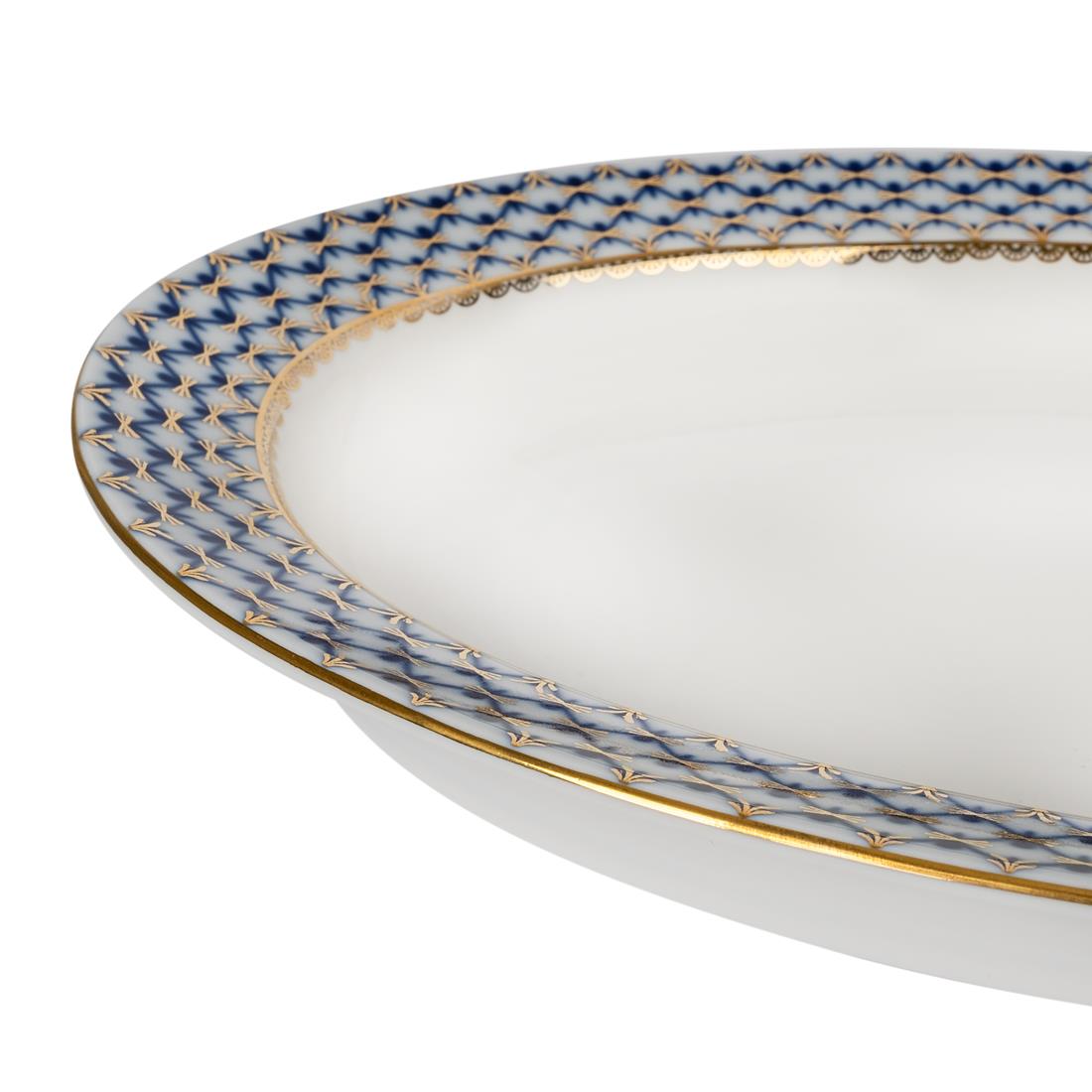 IMPERIAL PORCELAIN Oval Servislik 35cm Cobalt net Mavi