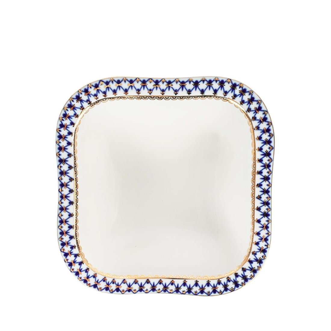 IMPERIAL PORCELAIN Salata Kasesi Kare 700 ml Cobalt net Mavi