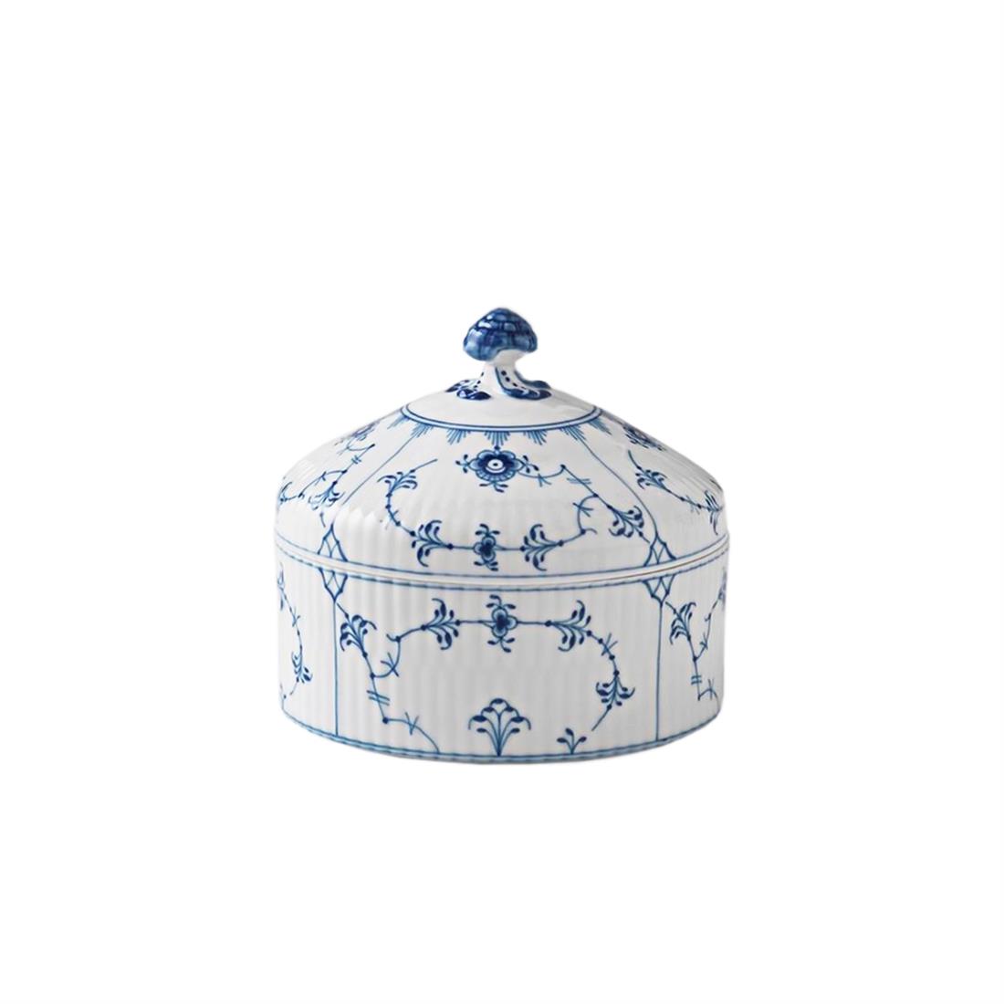 ROYAL COPENHAGEN Kapaklı Şekerlik 11,5 cm / 540 ml Blue Fluted Plain