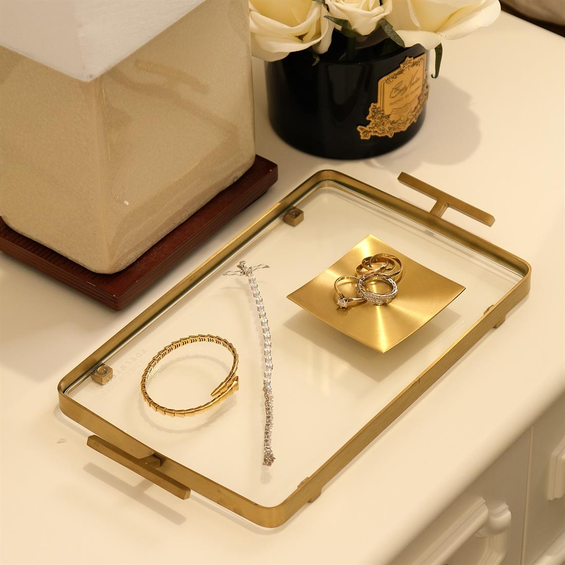 Rêve De Cristal 25 cm Gold Tepsi