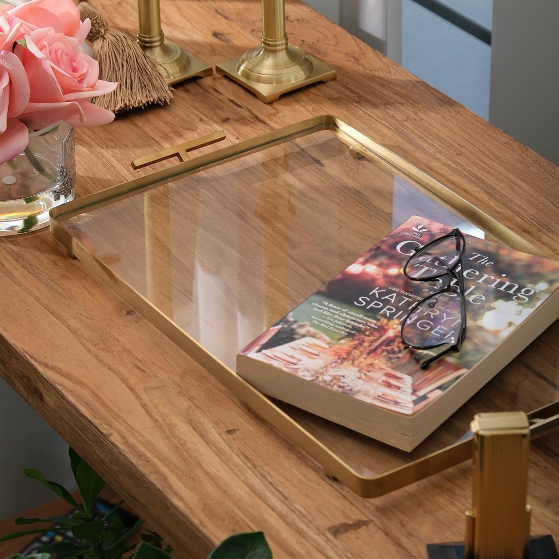 Rêve De Cristal 39 cm Gold Tepsi
