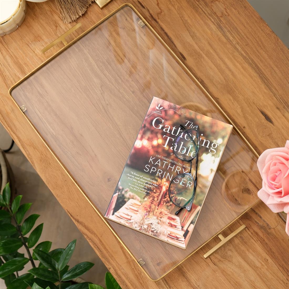 Rêve De Cristal 39 cm Gold Tepsi