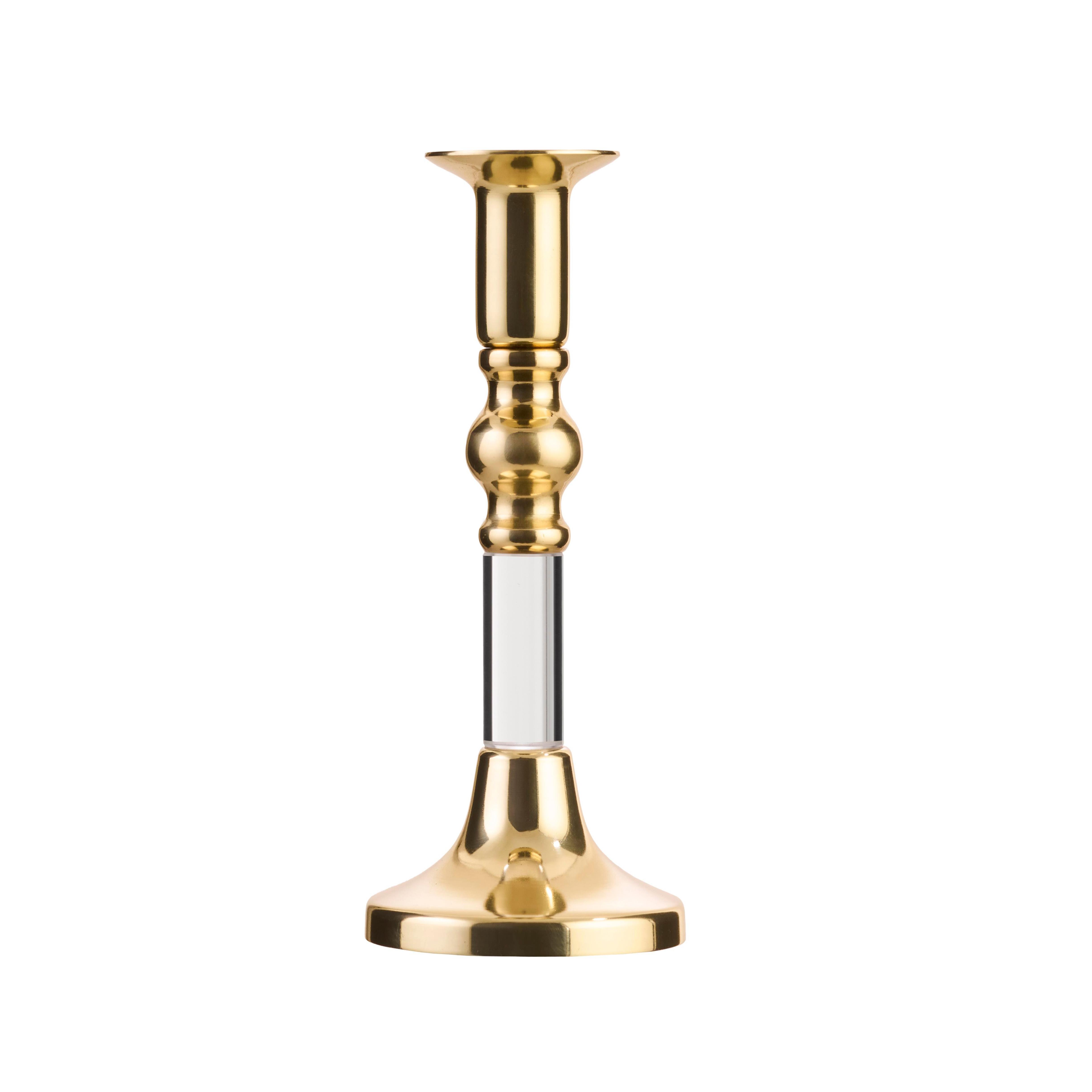 EDEL&FEINE Pirinç Şamdan 20cm Yuvarlak Parlak Gold