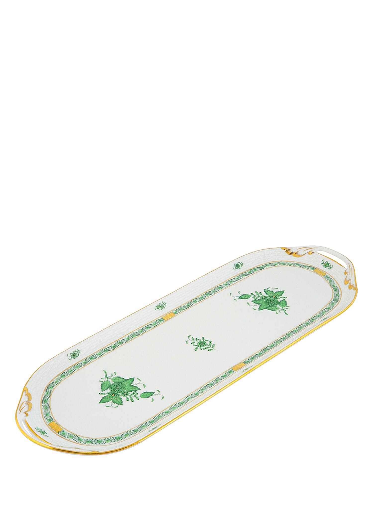 HEREND 37CM DİKDÖRTGEN TEPSİ APPONYİ YEŞİL