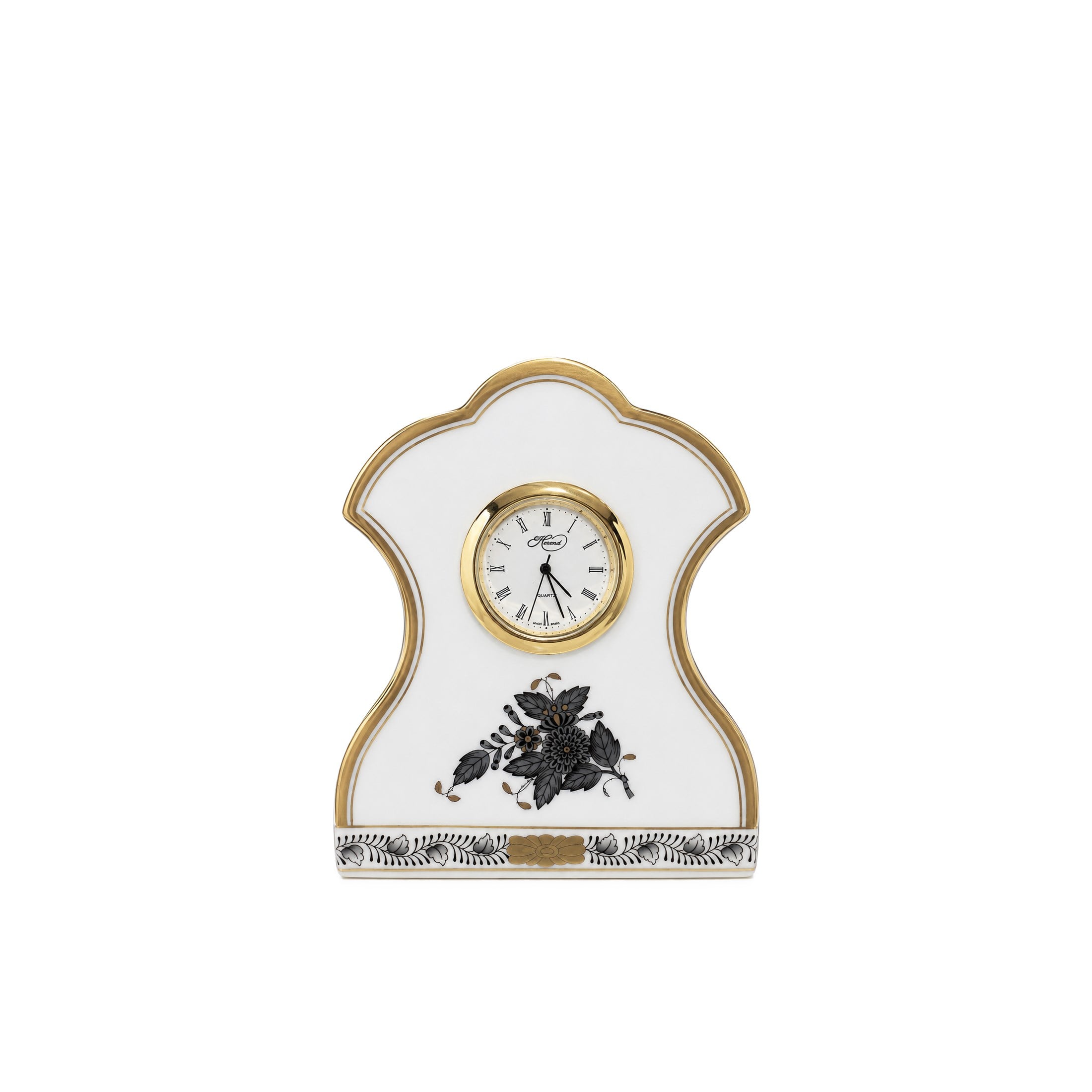 HEREND Pedestal Clock 11cm Apponyi Black