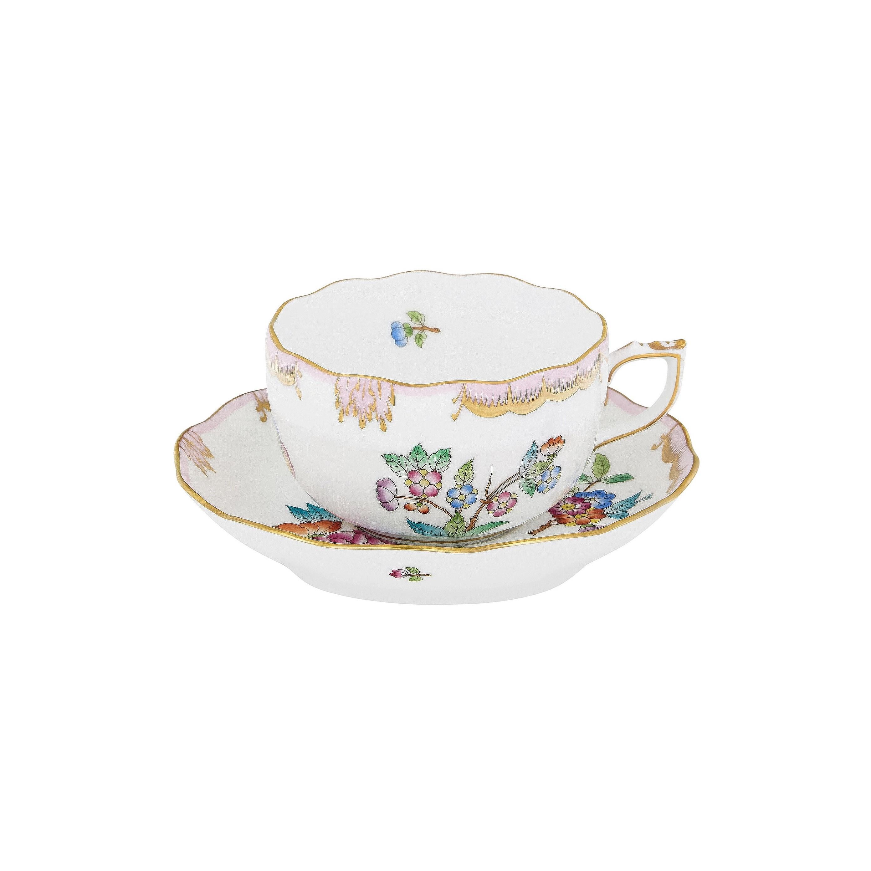 HEREND Çay Fincanı & Tabağı 200ml  Queen Victoria AÇIK PEMBE Renkli