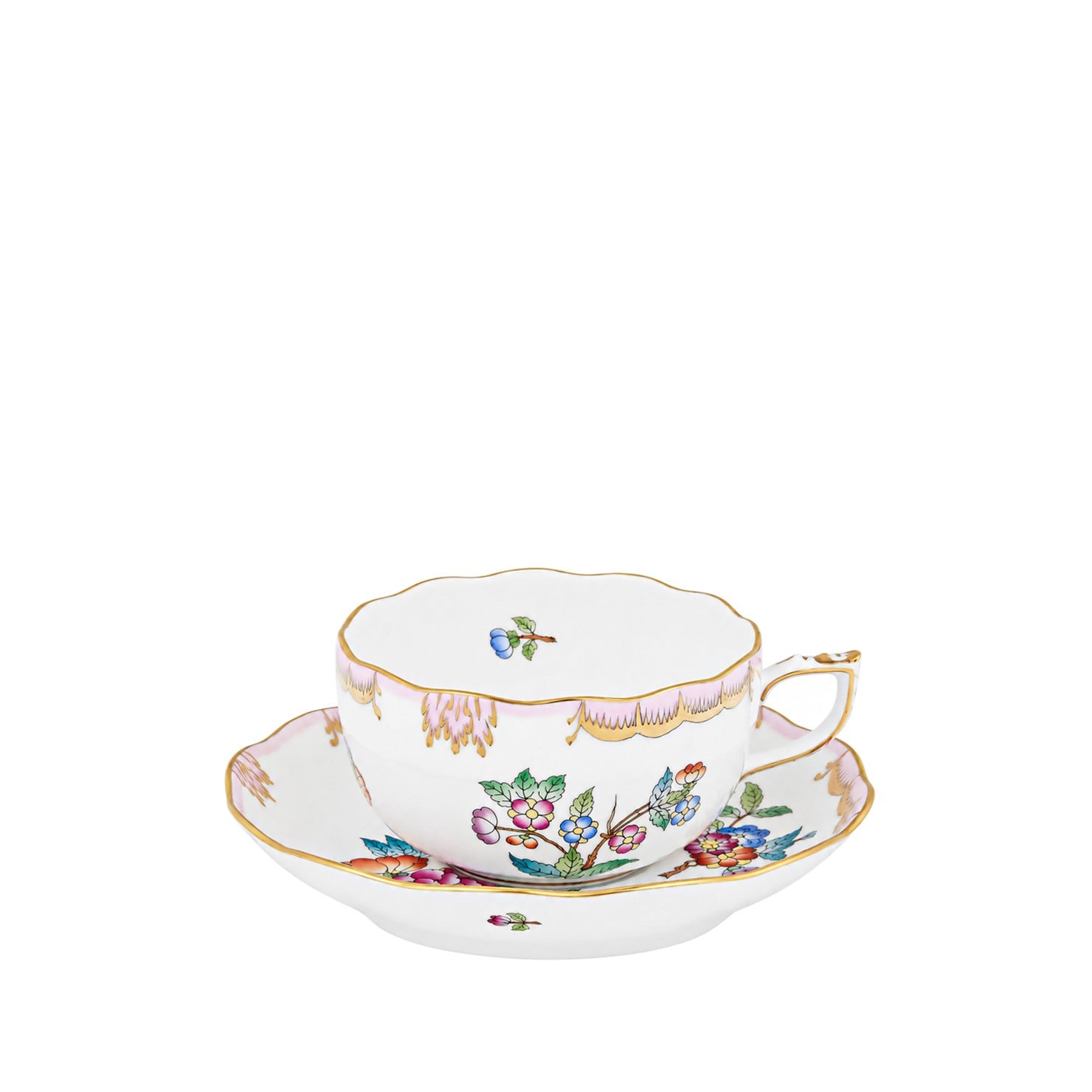 HEREND Çay Fincanı & Tabağı 200ml  Queen Victoria AÇIK PEMBE Renkli