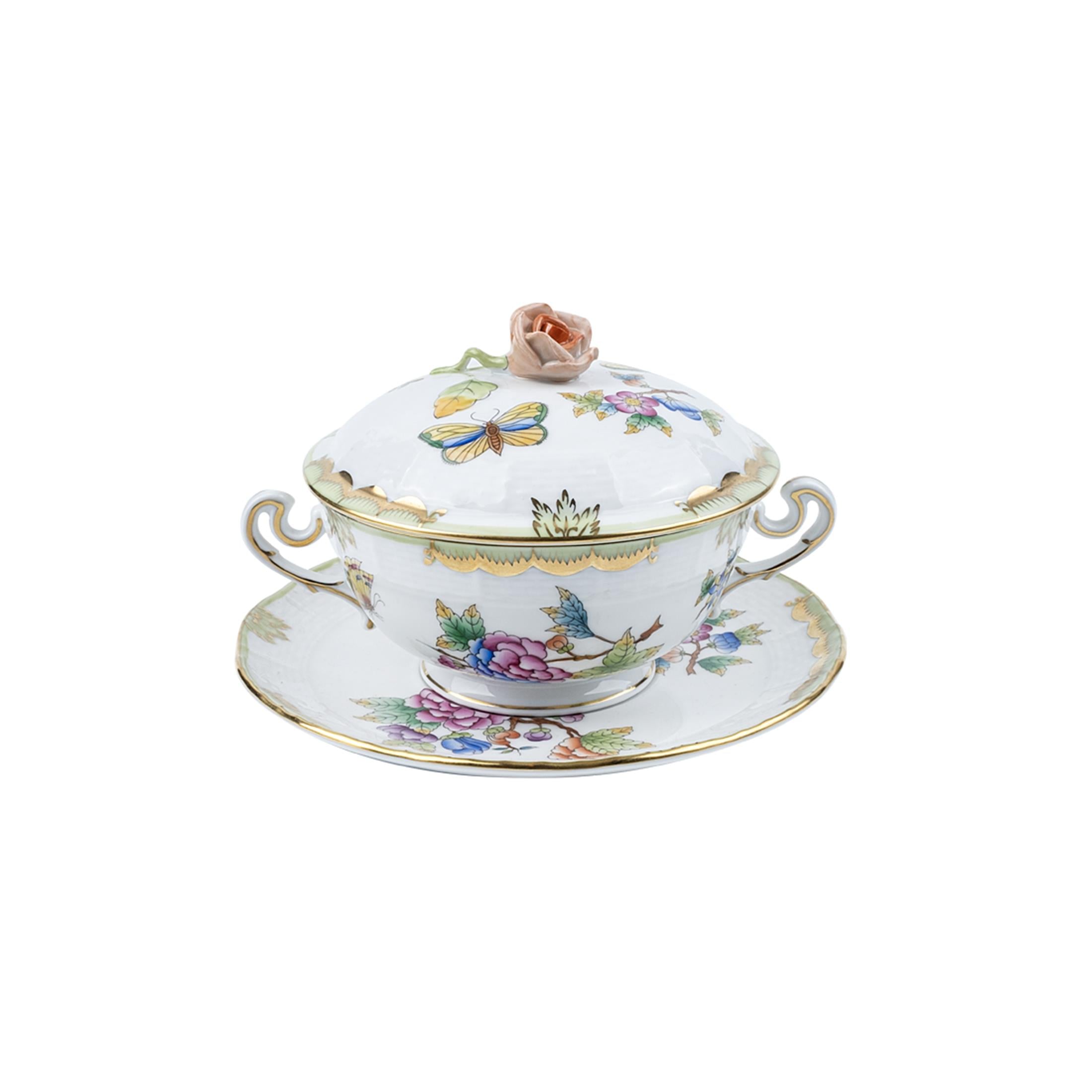 HEREND Soup Bowl Set 3 Piece Queen Victoria Classic Color