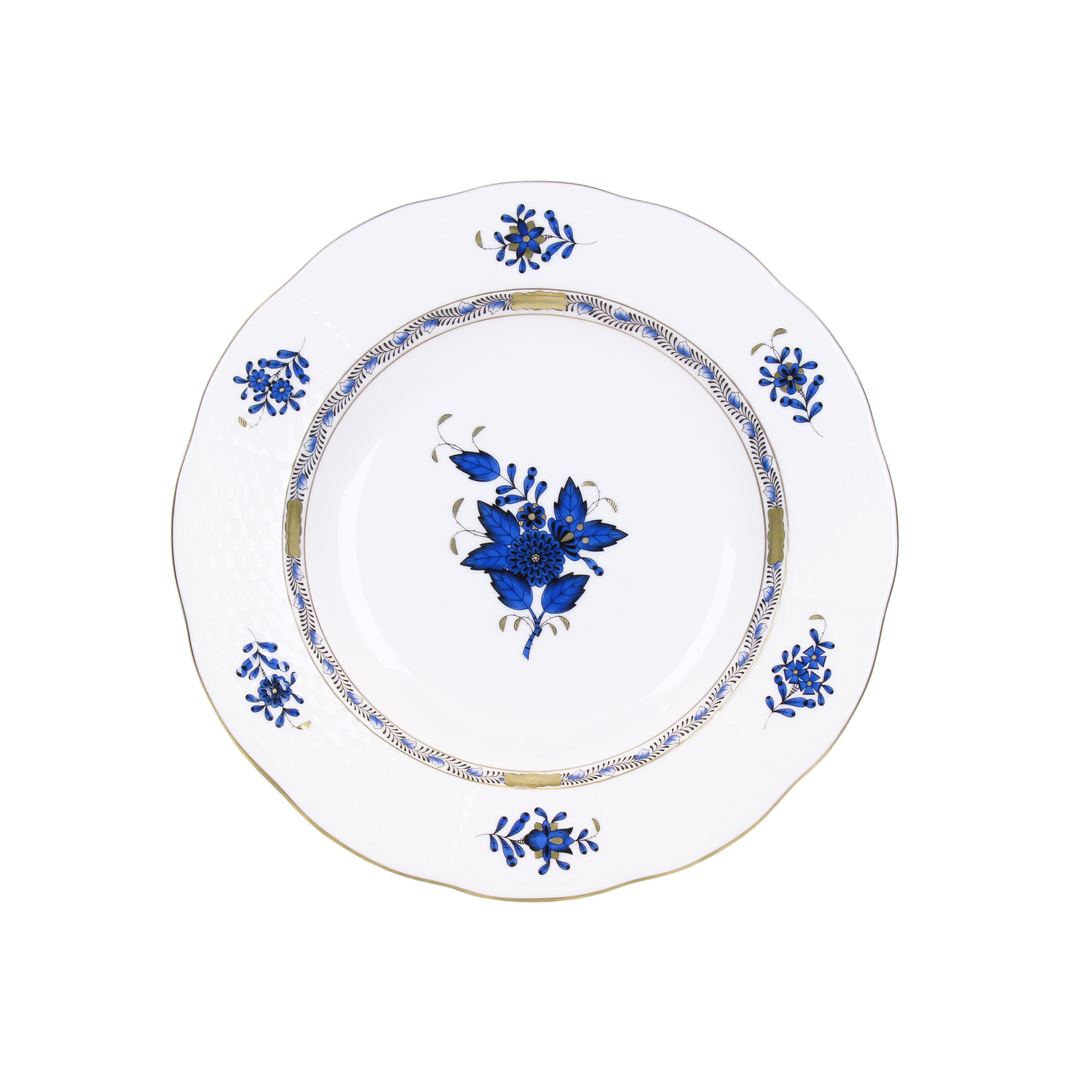 HEREND Pit Plate 23.5 cm Apponyi Bouquet Blue