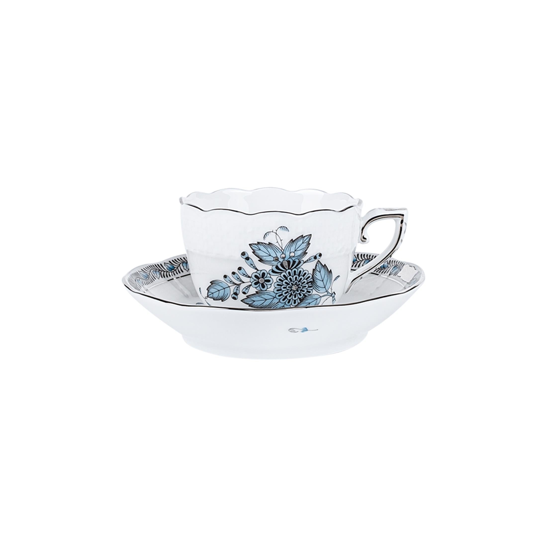 HEREND Kahve Fincanı & Tabağı 110ml Apponyi Turkuaz