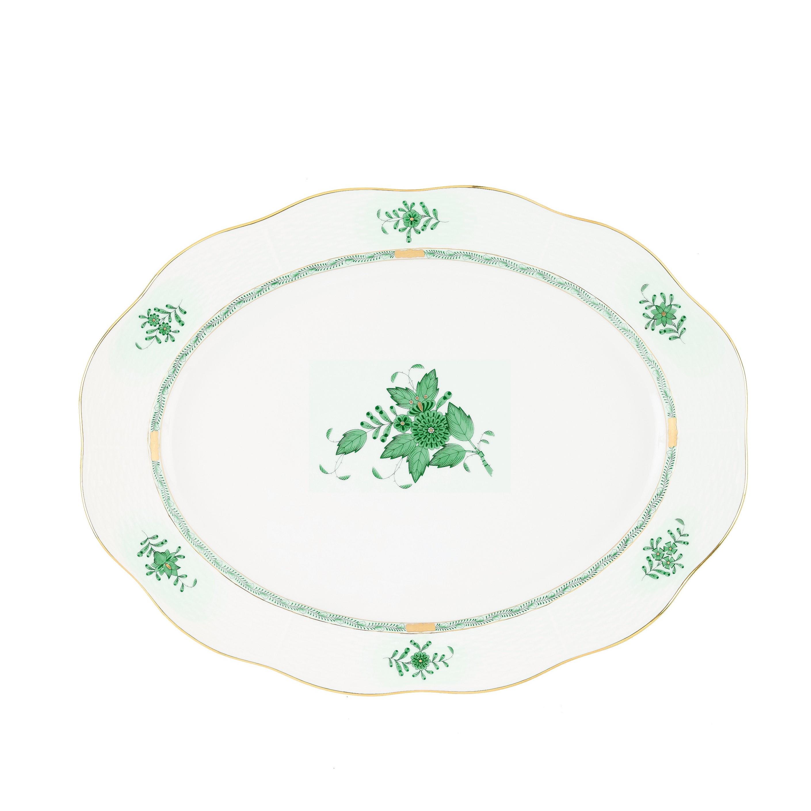 HEREND Oval Servislik Büyük 41,5cm Apponyi Yeşil