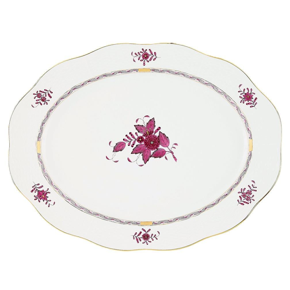 HEREND Oval Servislik Büyük 41,5cm Apponyi Pembe