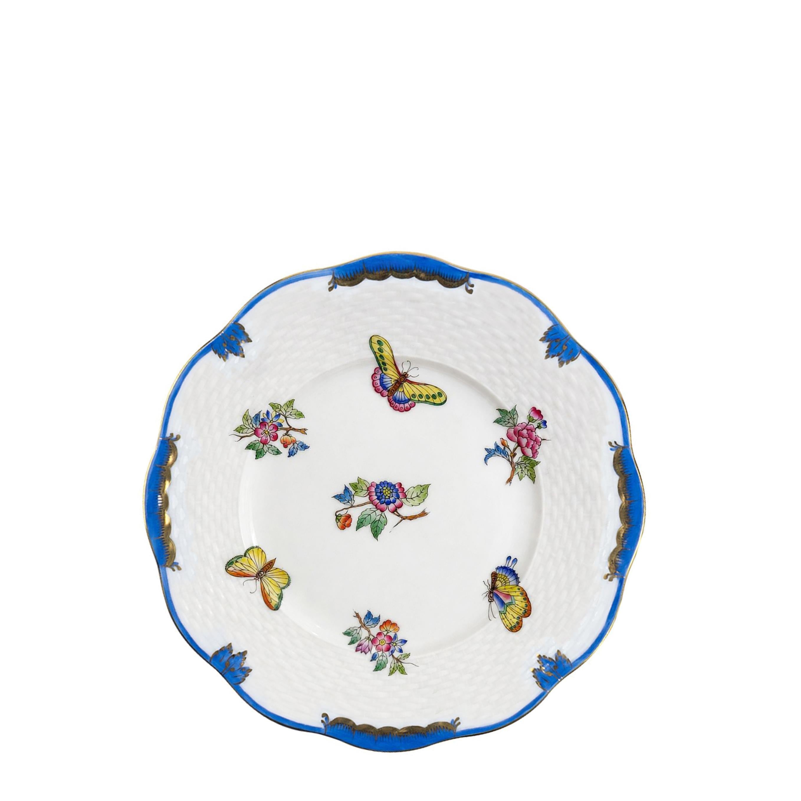 HEREND Pasta Tabağı 19cm Queen Victoria Renkli Mavi Kenar
