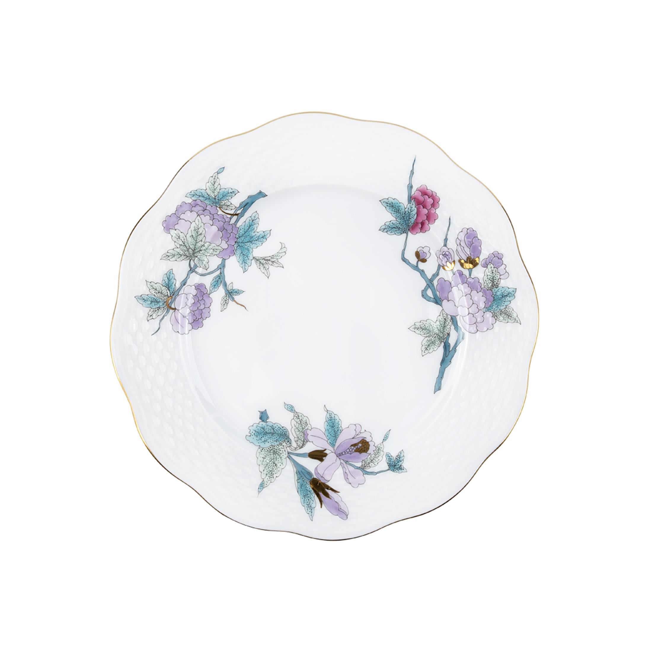 HEREND Dessert Plate 19cm Victoria Lilac Turquoise