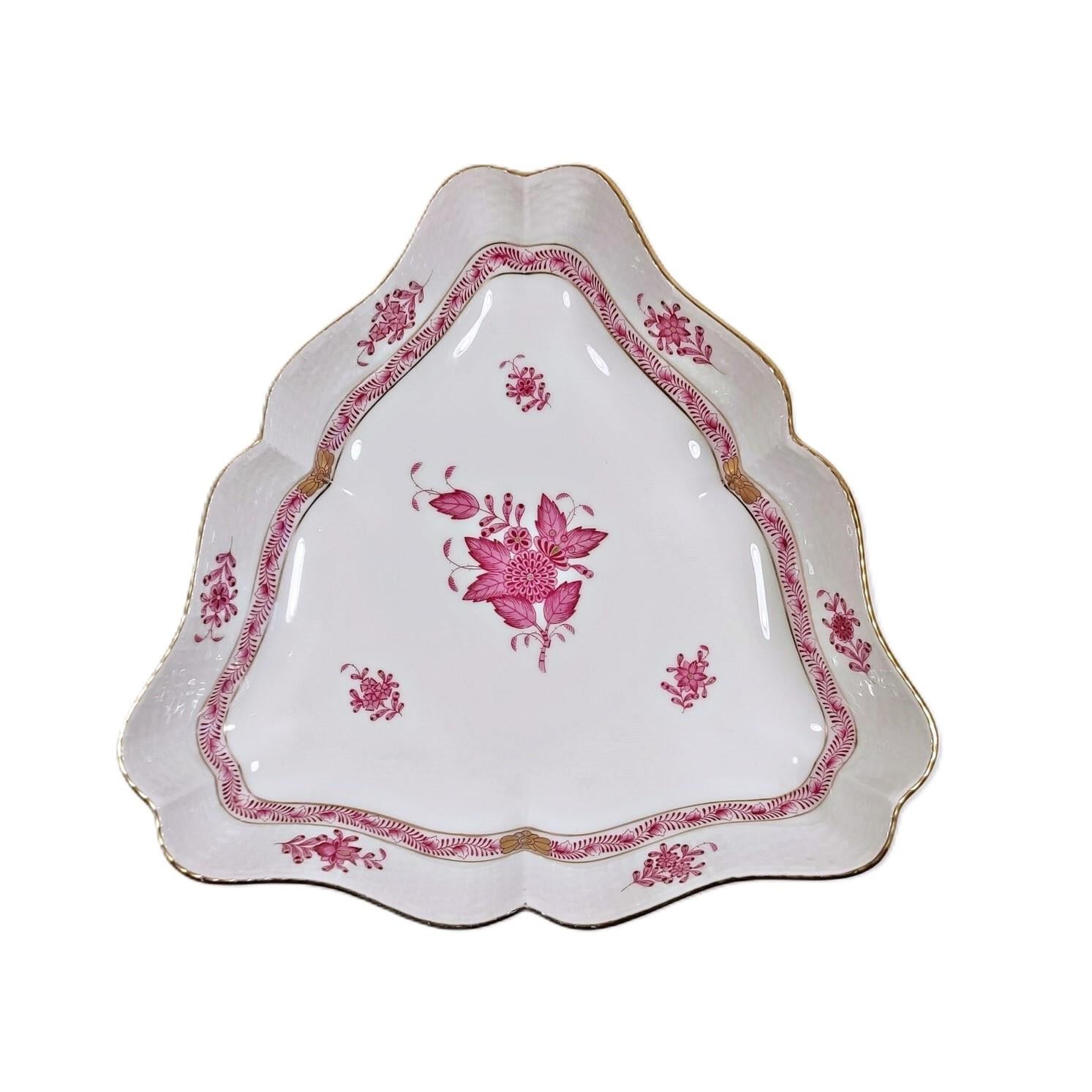 HEREND Üçgen Salata Kasesi Apponyi Pembe