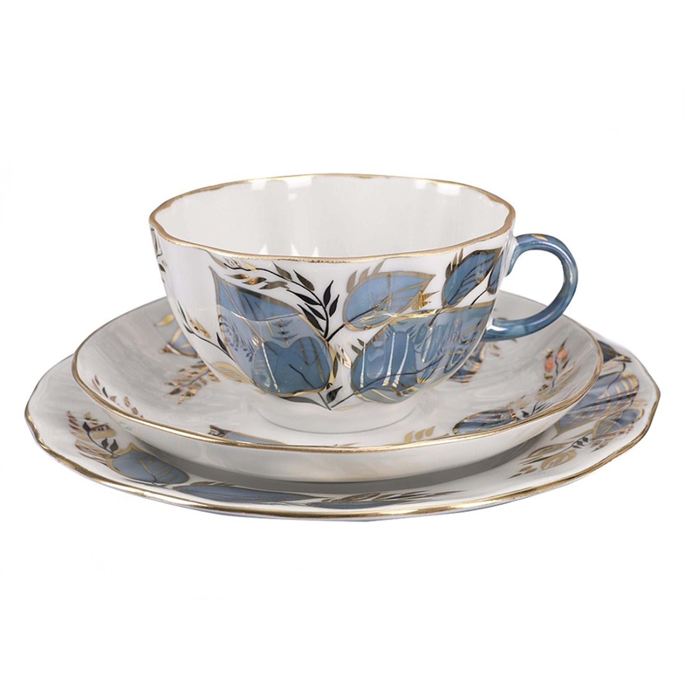 IMPERIAL PORCELAIN Çay Fincanı 250 ml & Pasta Tabağı 18 cm Trio TULIP LUNAR