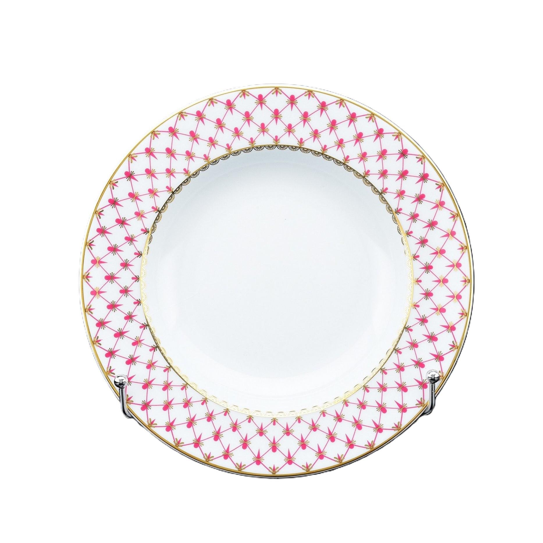 IMPERIAL PORCELAIN Çukur Tabak 22,5 cm Net-blues2 Pembe