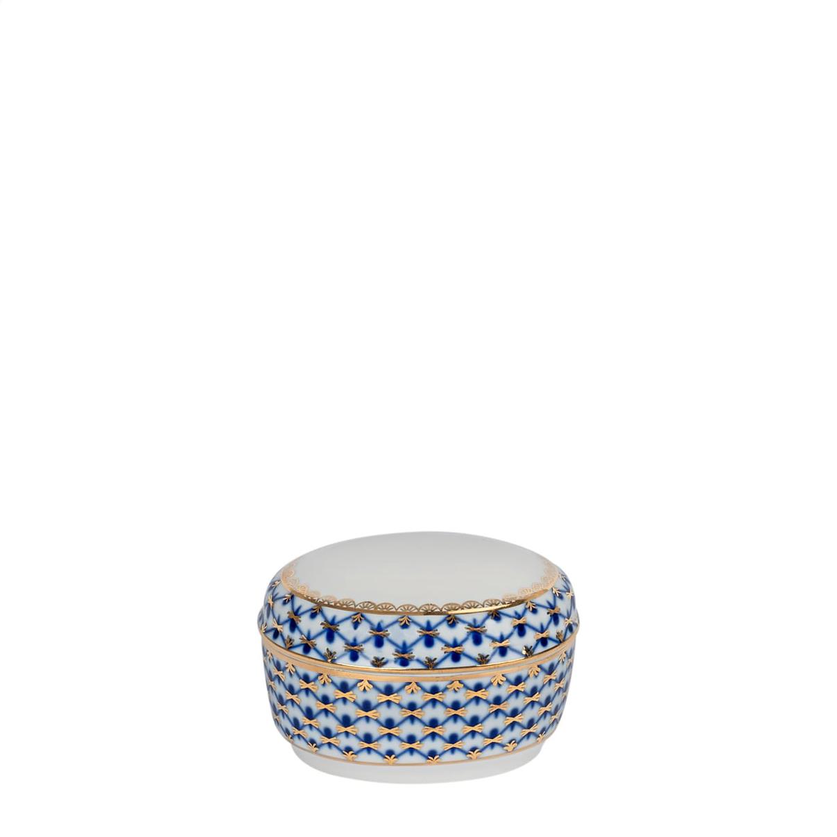 IMPERIAL PORCELAIN Kapaklı Mücevher Kutusu Cobalt net Mavi