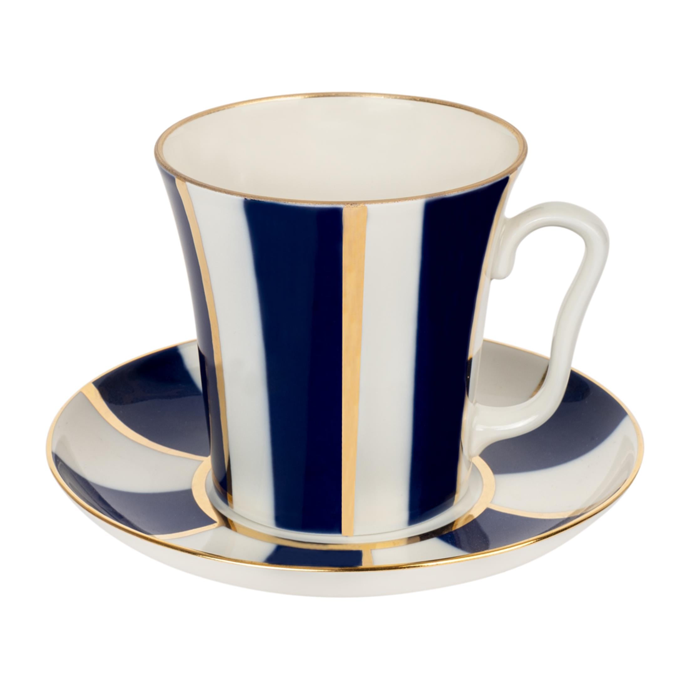 IMPERIAL PORCELAIN Kupa 360 ml Cobalt stripes