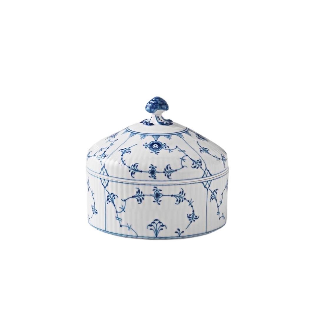 ROYAL COPENHAGEN Kapaklı Şekerlik 11,5 cm / 540 ml Blue Fluted Plain