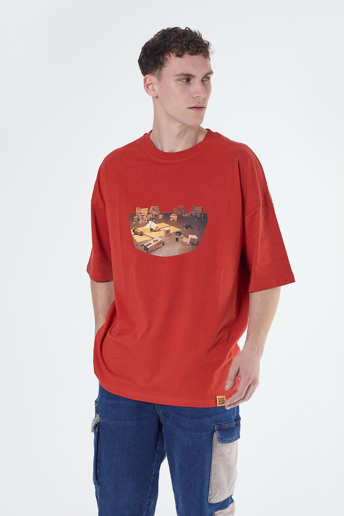 Denigma 3D Erkek Handy Loose Fit Kiremit T-shirt