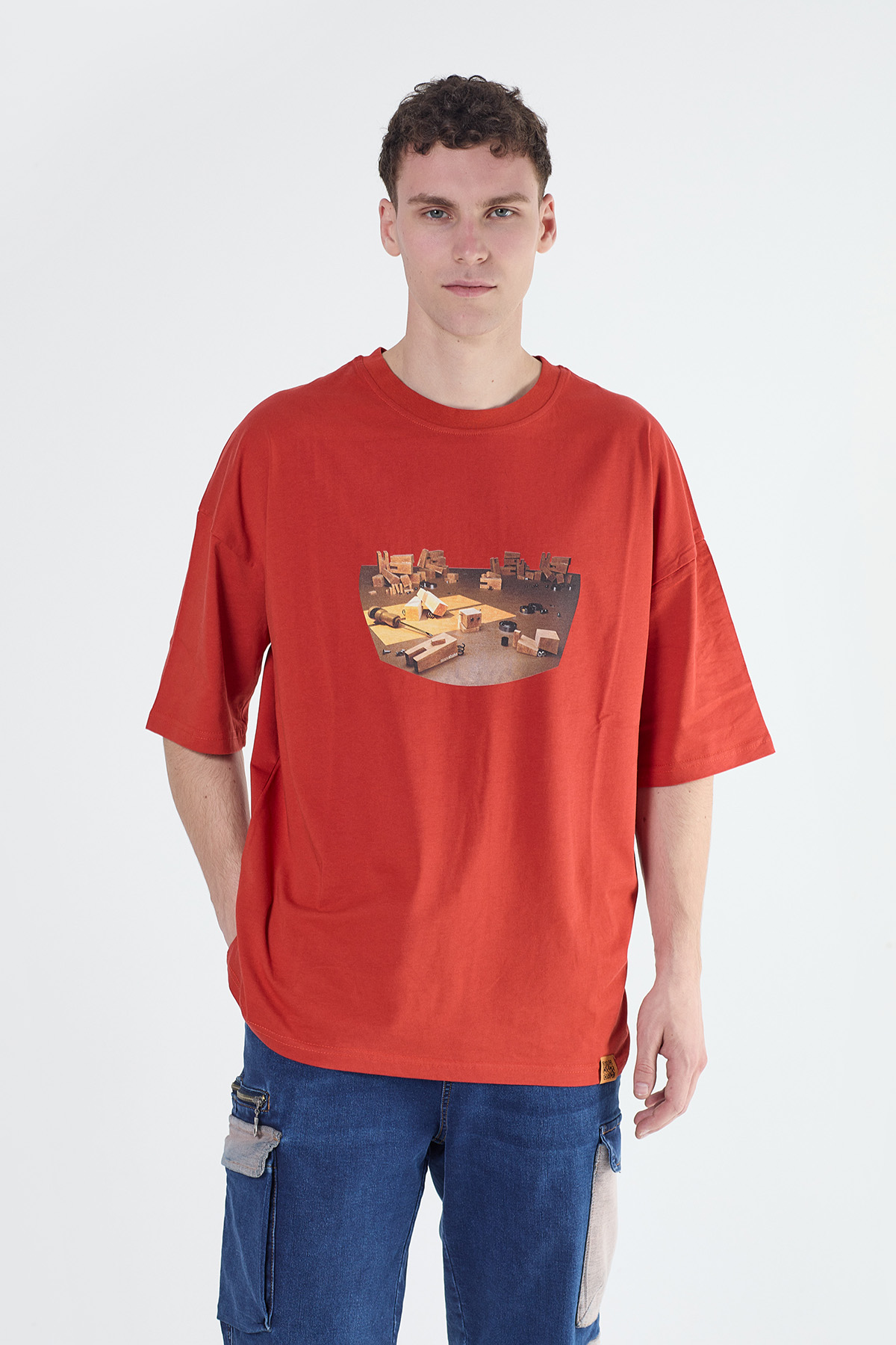 Denigma 3D Erkek Handy Loose Fit Kiremit T-shirt