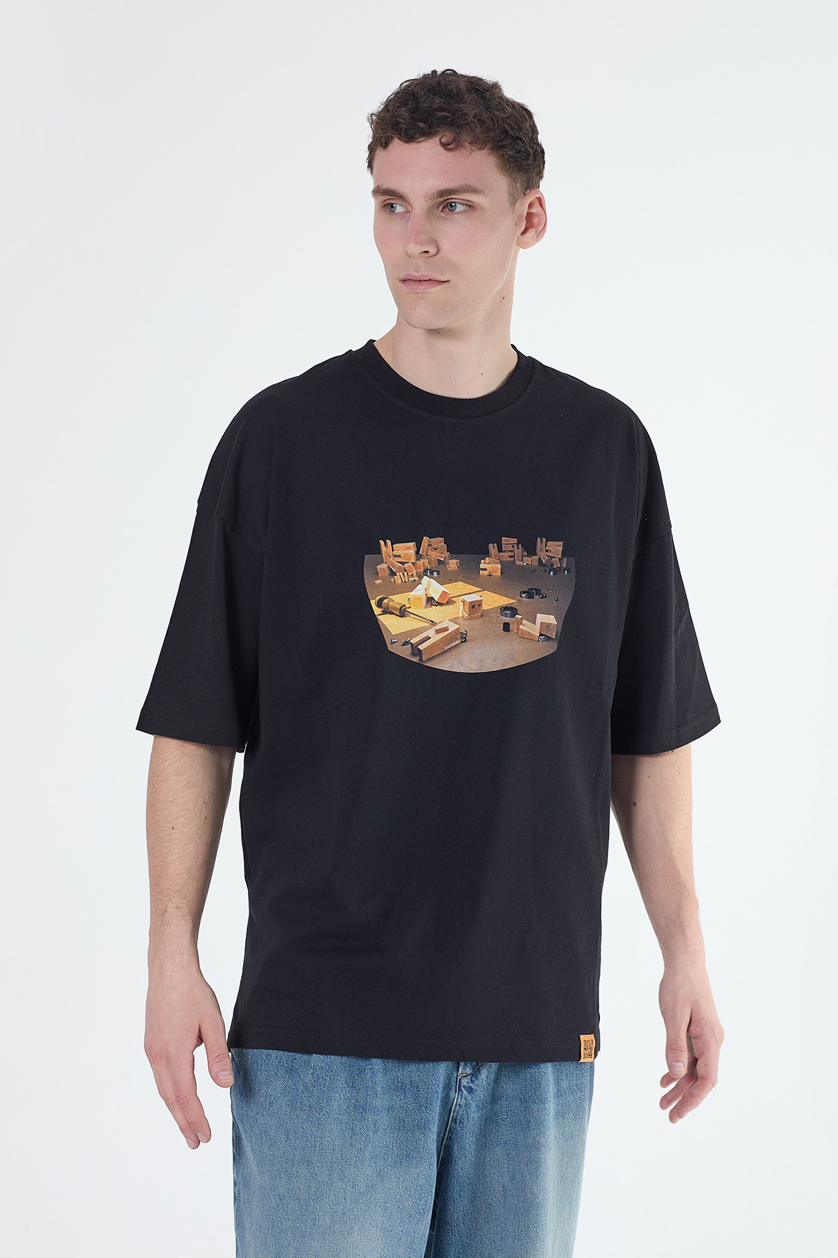 Denigma 3D Erkek Handy Loose Fit Siyah T-shirt
