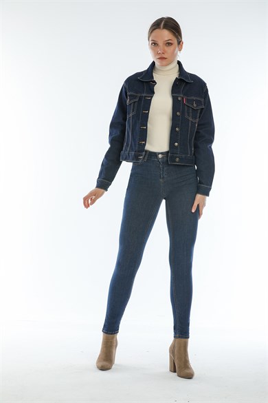 Denigma Kadın Koyu Mavi,yüksek Bel,skınny Jeans