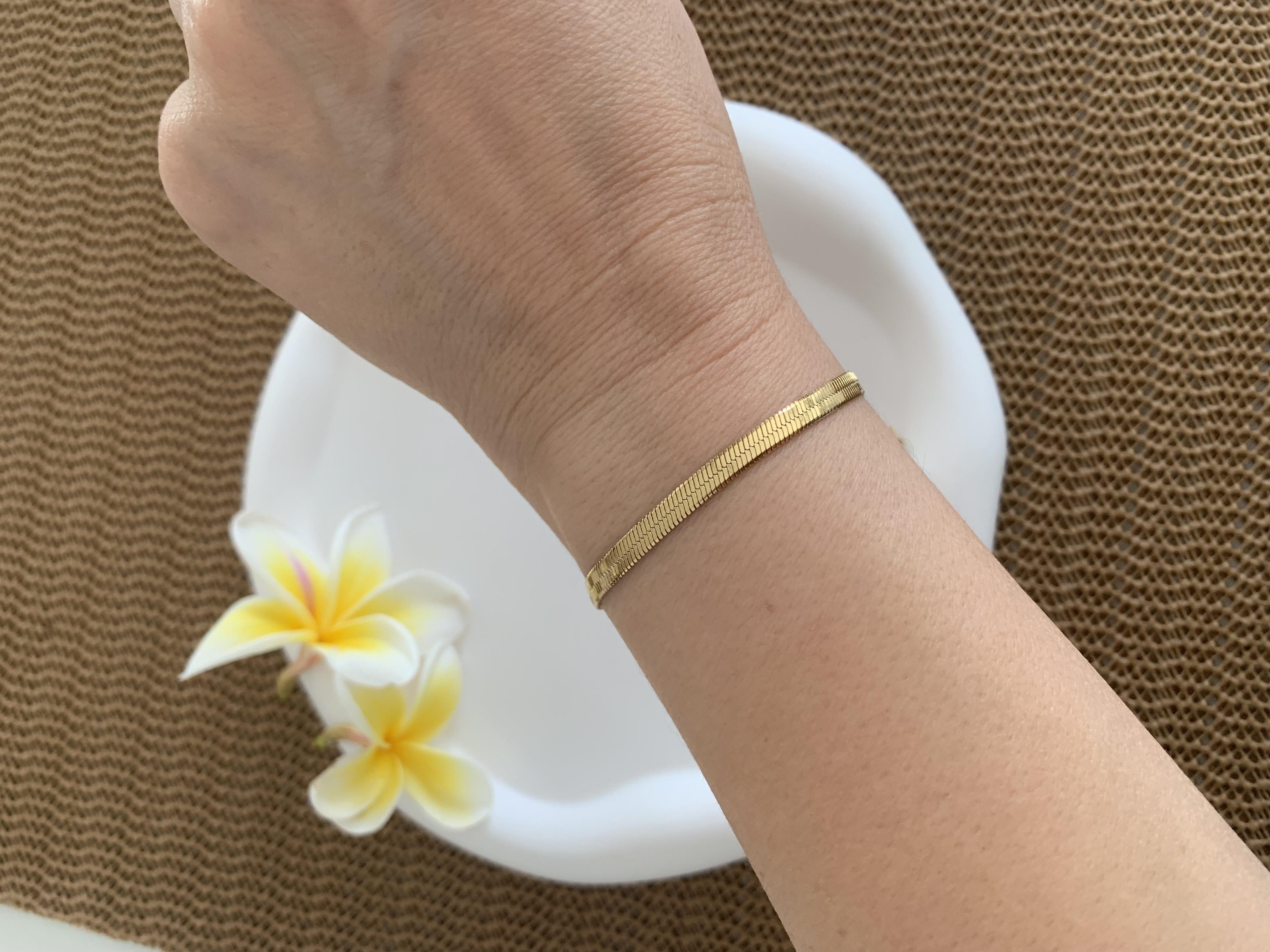 Çelik 4 mm İtalyan Zincir Bileklik Gold