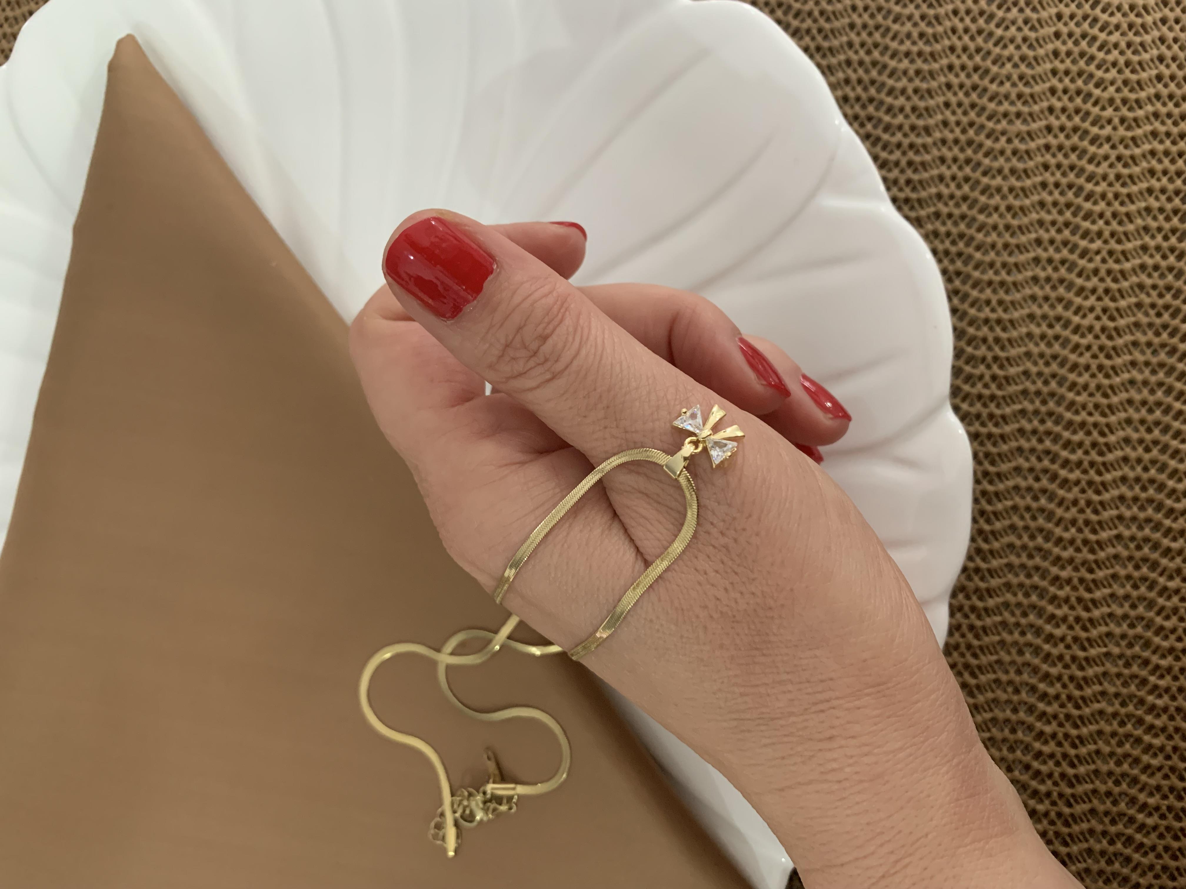 Çelik Gold İtalyan Zincir Baget Taşlı Fiyonk Kolye