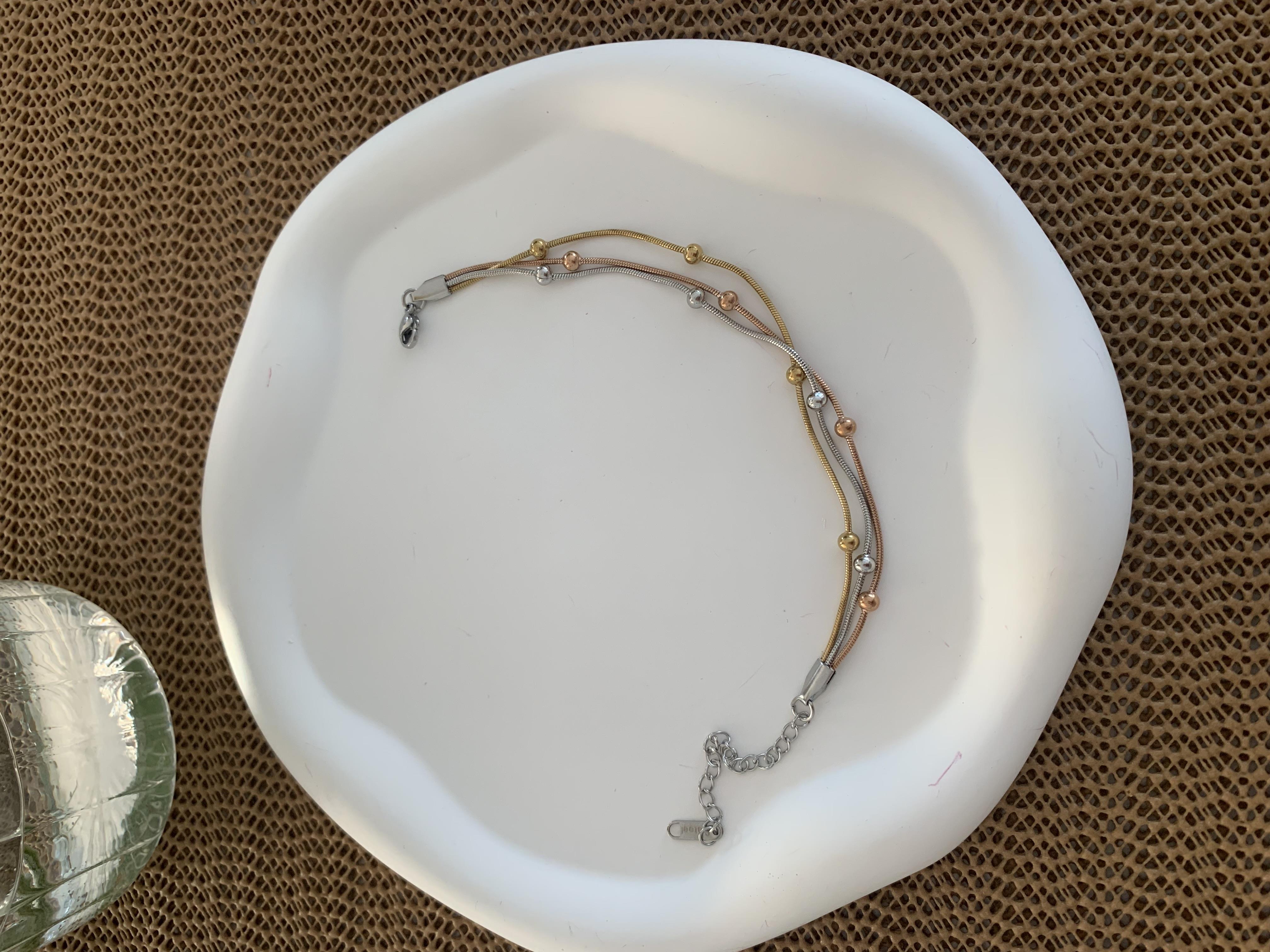 Çelik Mix Üç Sıra Topçuklu Bileklik