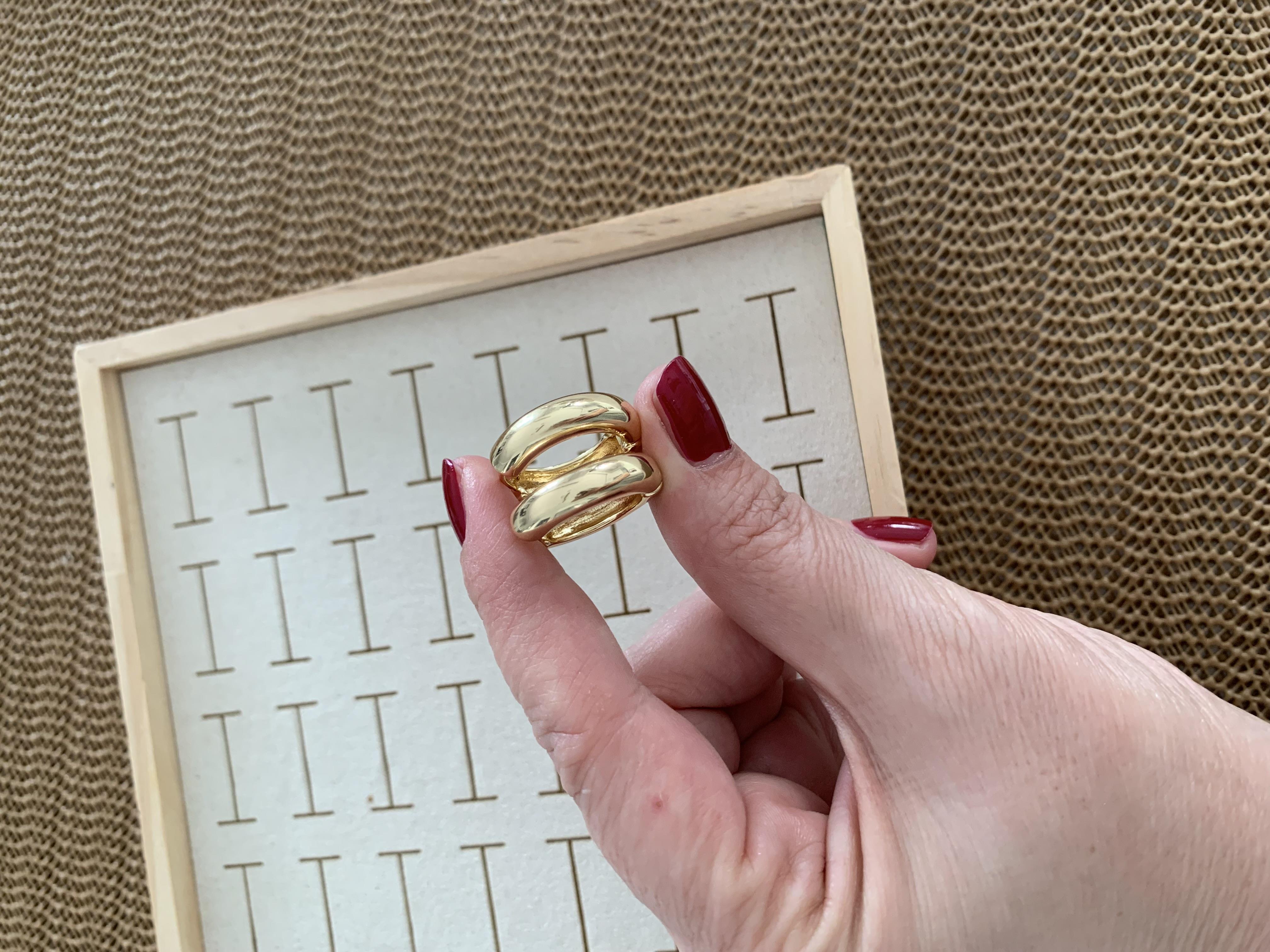 Özel Seri 1,5 Cm Gold İthal Kaplama Plaka Bombeli Halka Küpe