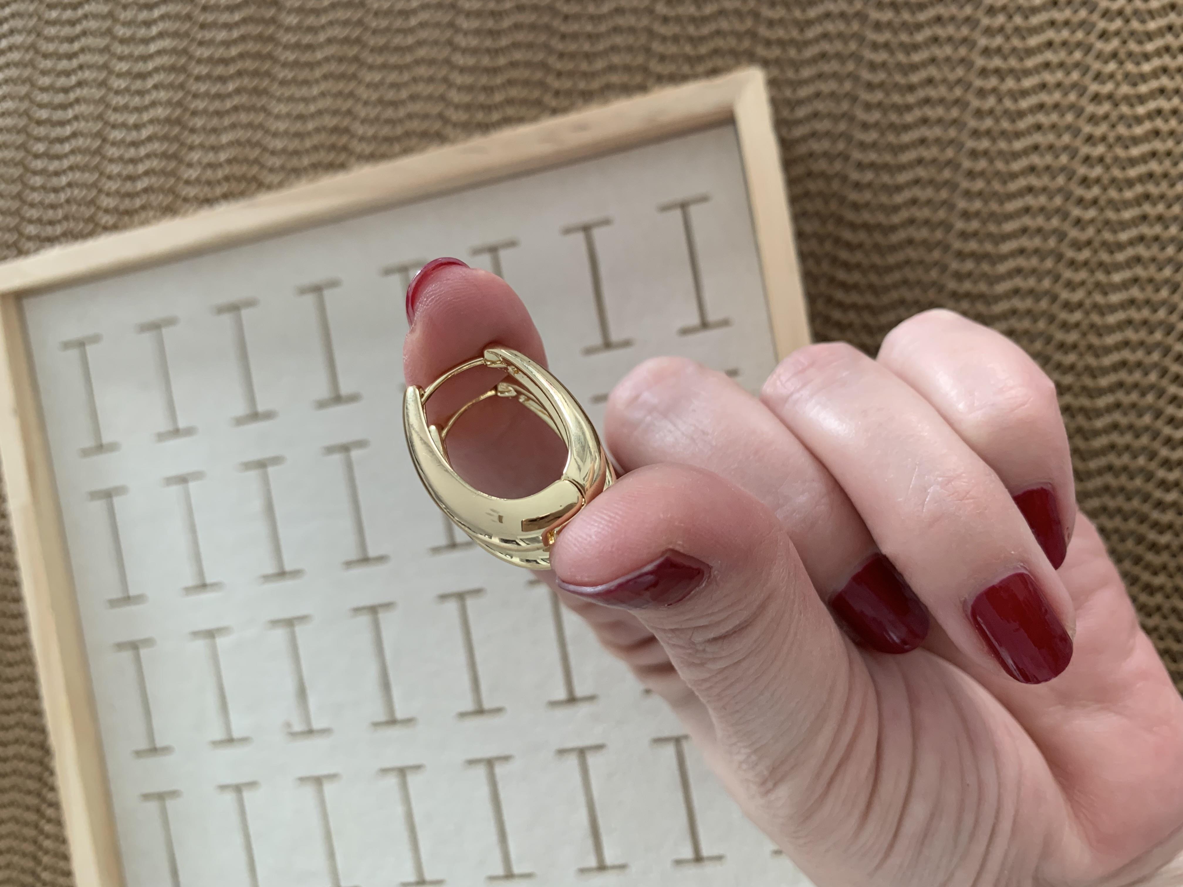 Özel Seri Gold İthal Kaplama Plaka İnce Oval Küpe