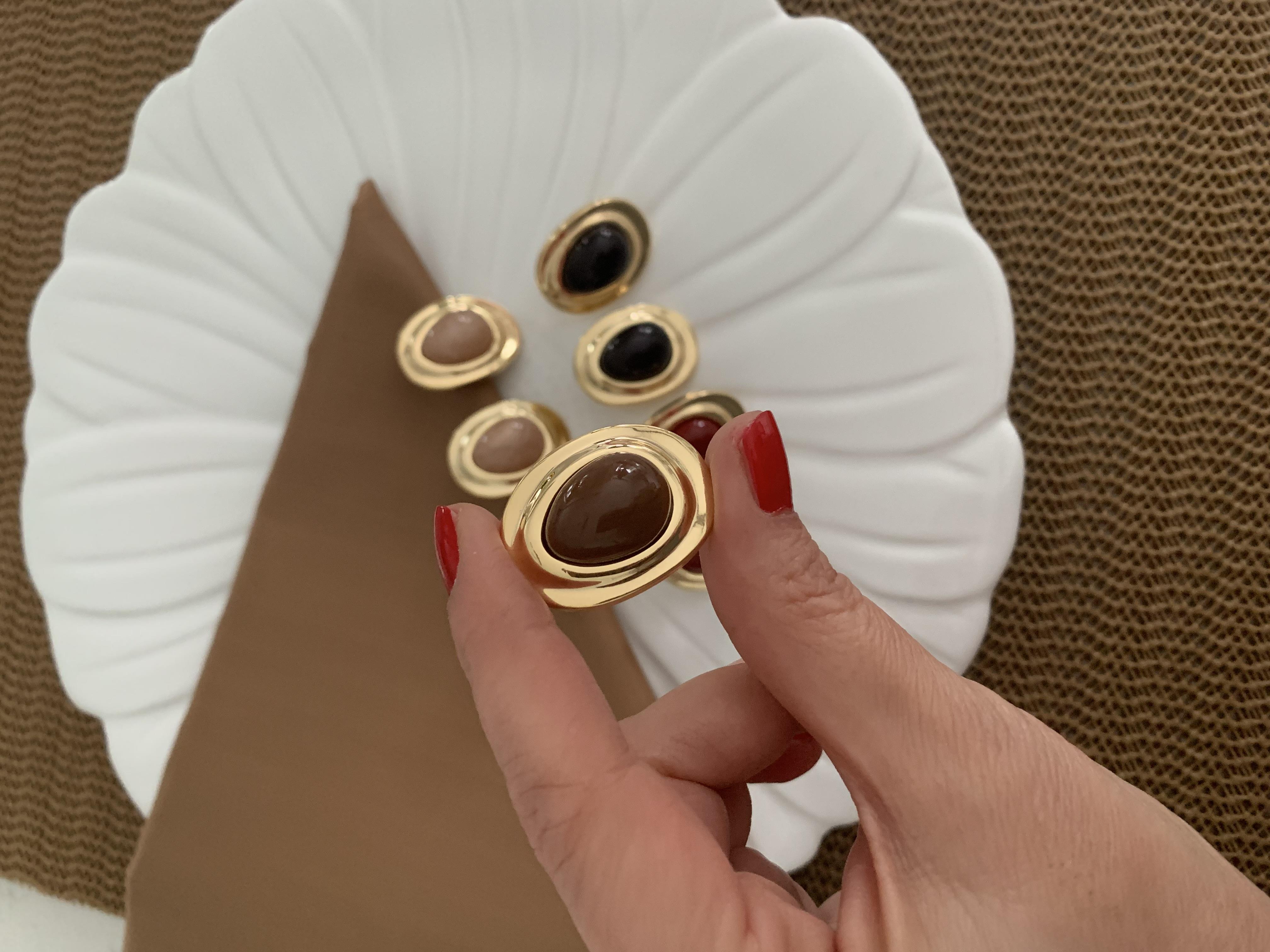 Özel Seri Gold Mineli Oval Tasarım Küpe