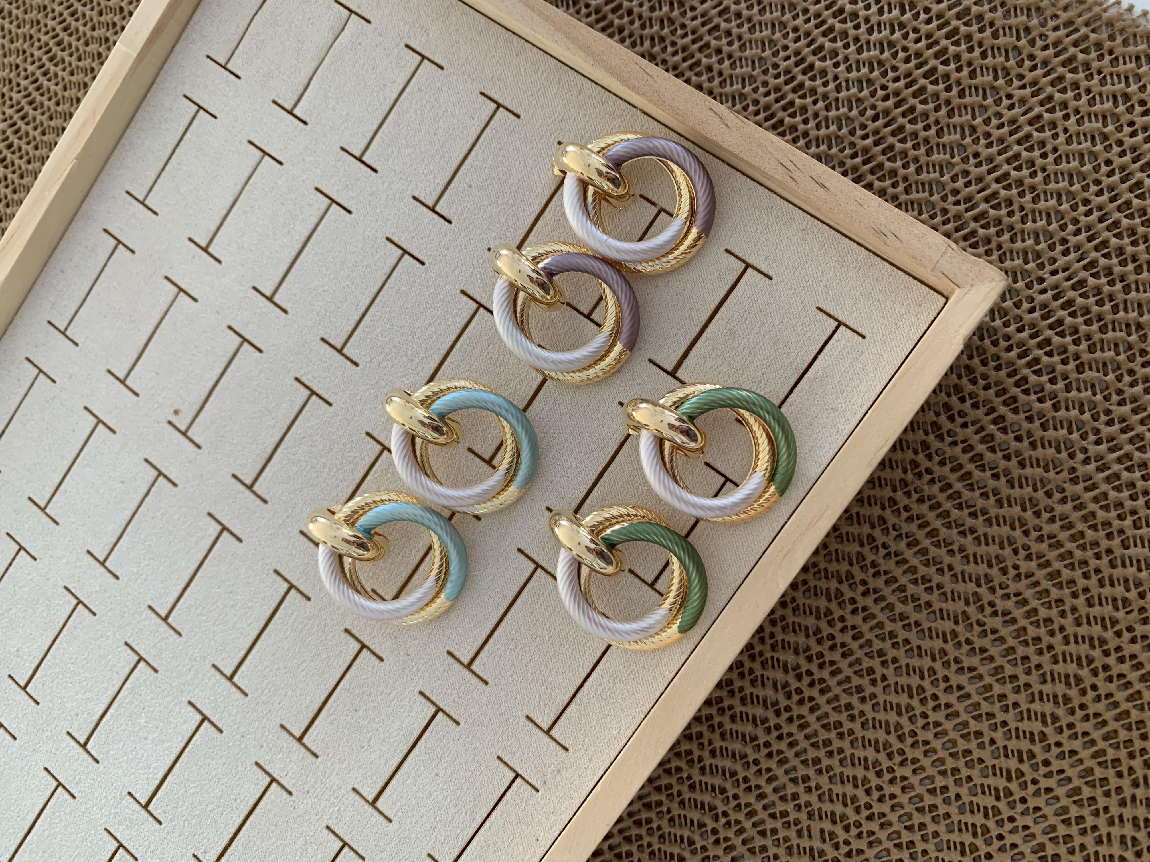 Özel Seri Renkli Halka Detaylı Tasarım Küpe