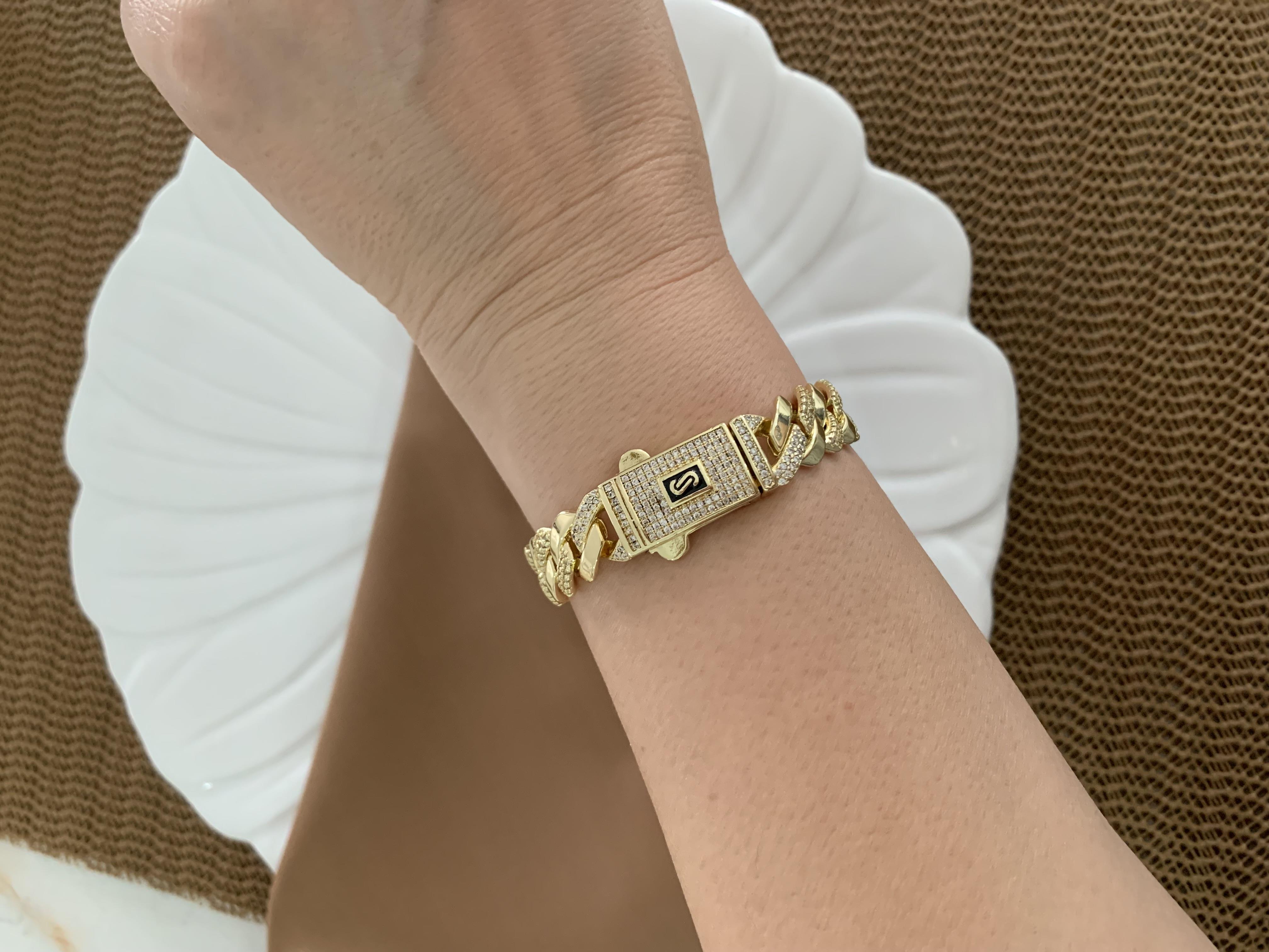 Vip Gold 19 Cm Zirkon Taşlı Kesme Gurmet Bileklik
