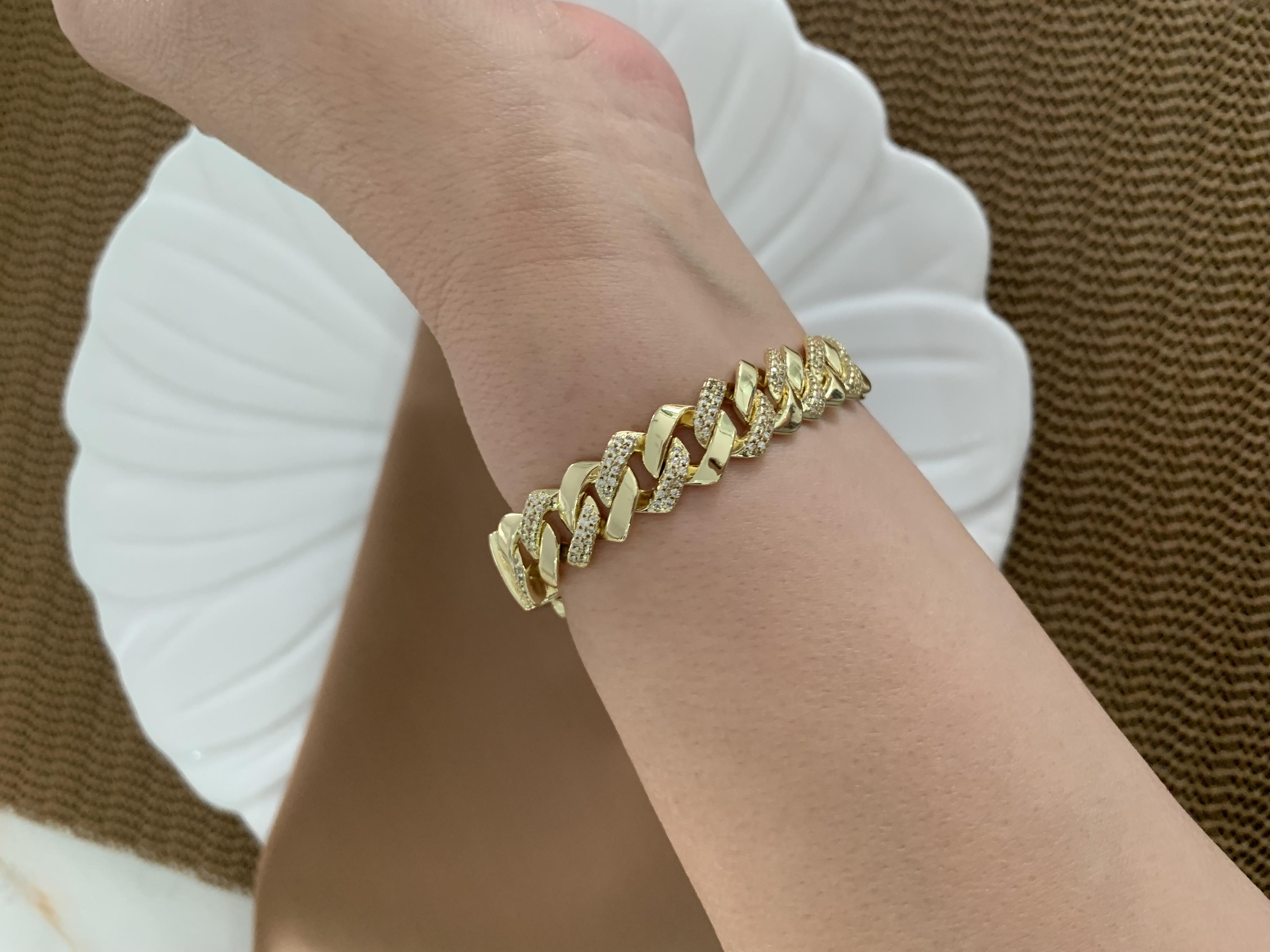Vip Gold 19 Cm Zirkon Taşlı Kesme Gurmet Bileklik